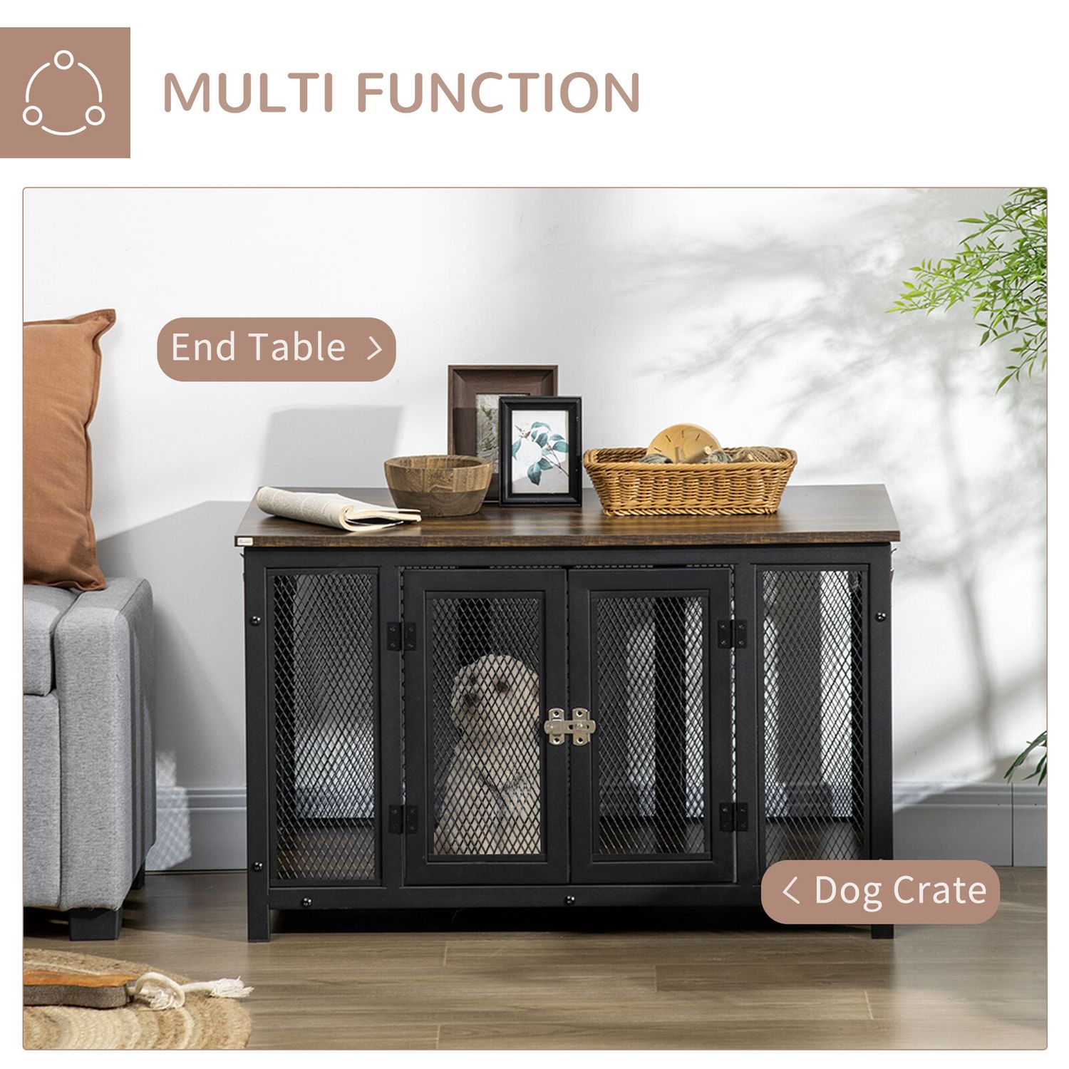 Big Dog Crate End Table Puppy Crate for Small Dogs Indoor, Pet Kennel