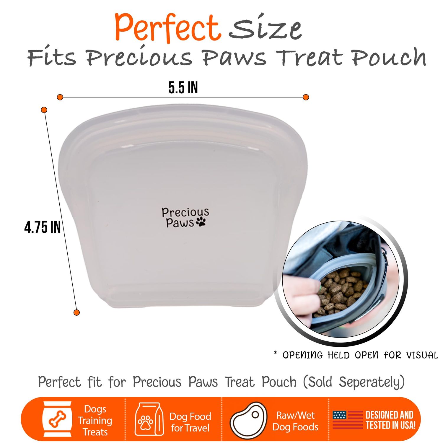 Precious Paws 2 Pack Dog Training Silicone Zipper Treat Bag Pouch | Reusable Silicone Zipper Bag for Dry or Wet Dog Treats/Food, Sealable Training Treat Bag for Dogs Cats Pets