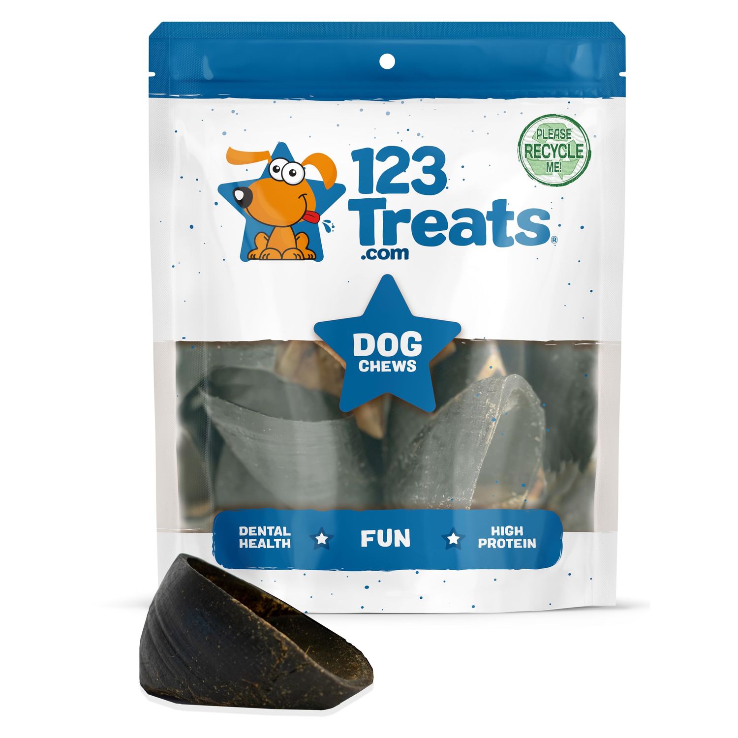 123 Treats | Hooves for Dogs (25 Count) | 100% Natural Long-Lasting Beef Dog Treats Made from Beef Hoof | from Free Range, Grass Fed Cattle with NO Additives, Coloring or Chemicals.