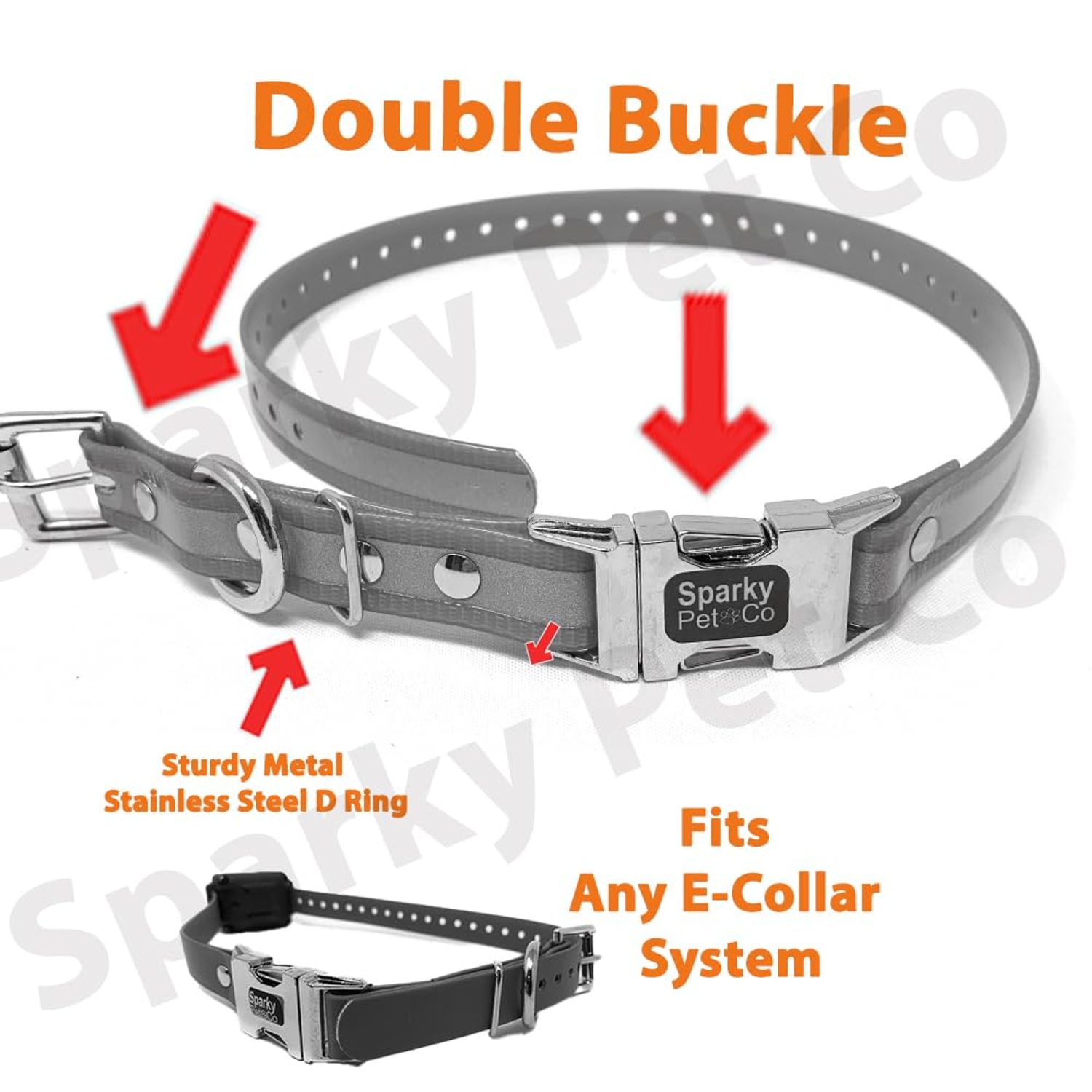 Sparky Pet Co - Apollo ECollar Replacement Strap - Dog Collar - Waterproof Biothane - Adjustable - Double Buckle - Quick Snap Metal Clasp - for Invisible Fence Systems - 3/4" x 28" (Neon Pink)