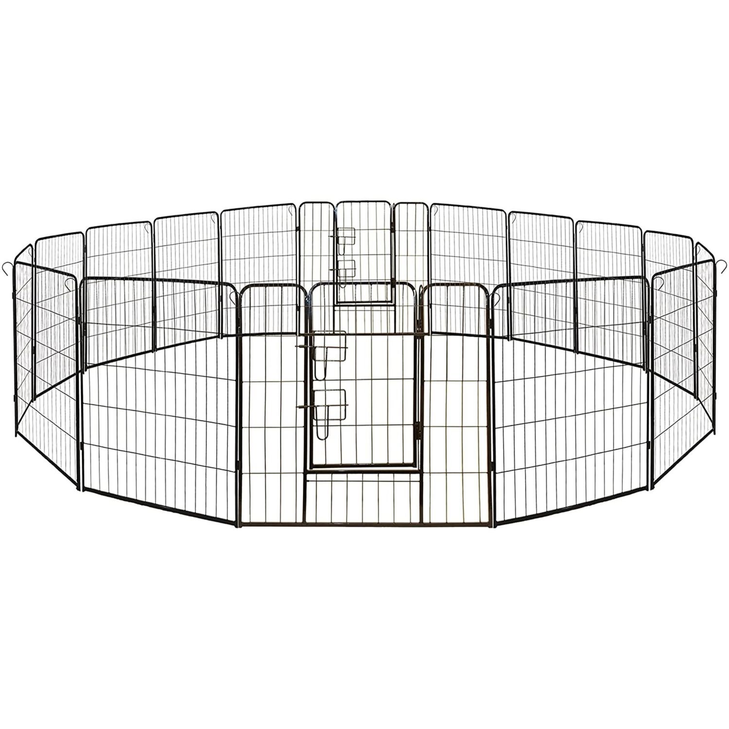 ALEKO Folding Pet Playpen 16 Panel Dog Kennel Exercise Cage Fence 32X32 In