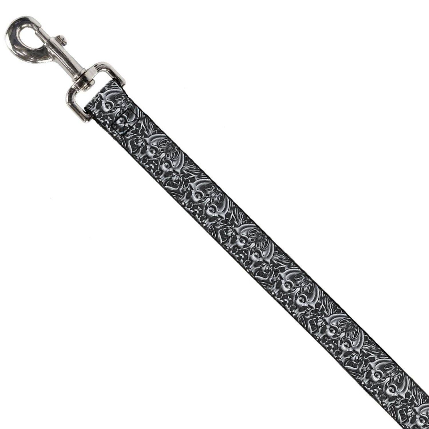 Buckle-Down Pet Leash - Sleeve Skulls Black/Gray - 6 Feet Long - 1" Wide