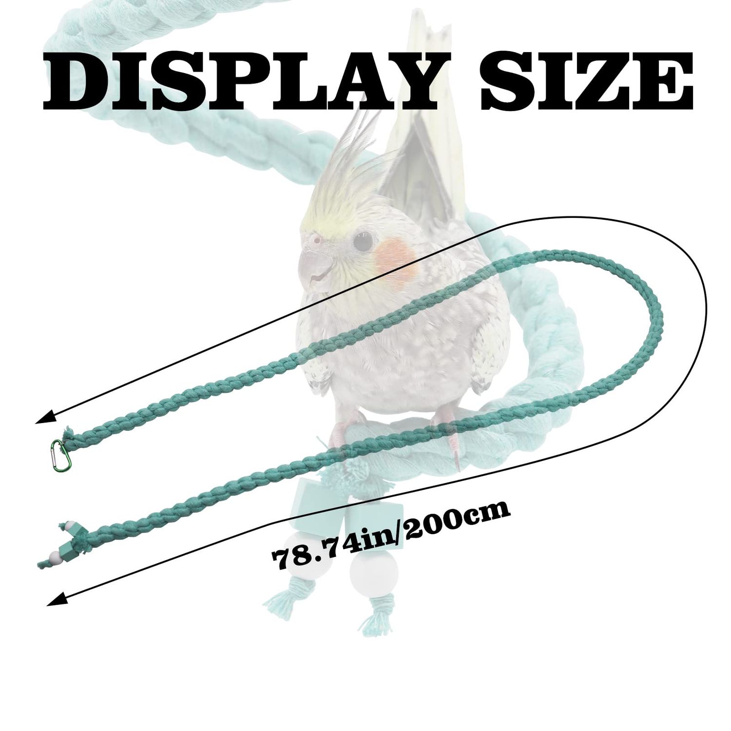 78.7 Inches Bird Spiral Rope Perch, Bird Rope Swing Perch, Bird Cage Stand Pole Accessories, Bird Standing Climbing Toy for Parrot Parakeet Budgies Lovebirds Cockatiels (78.7"/2 M)