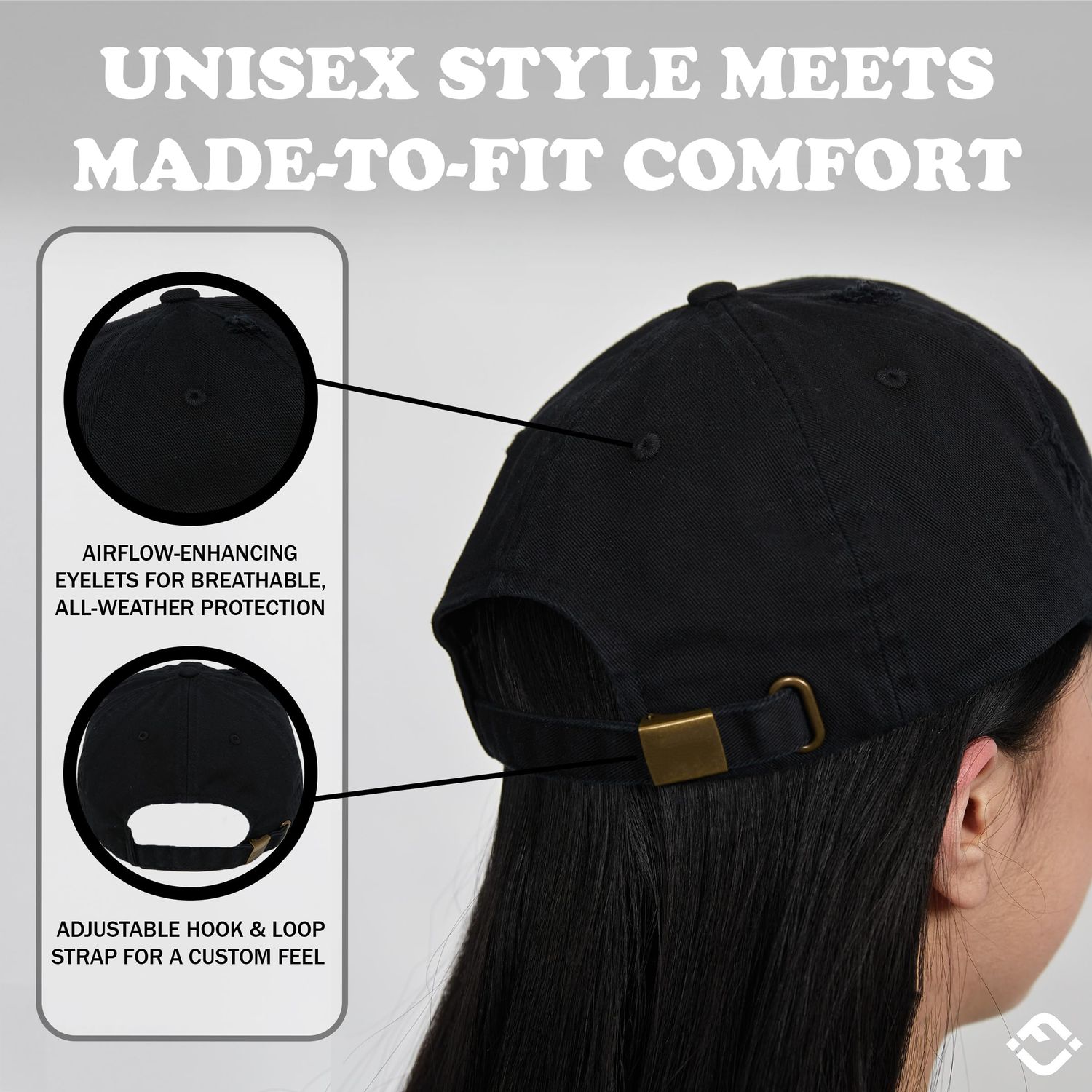 Funky Junque Women's Vintage Distressed Baseball Cap, Happy Camper Hat, Beach Baseball Cap for Women, Mom Life Hat - American Flag - Black