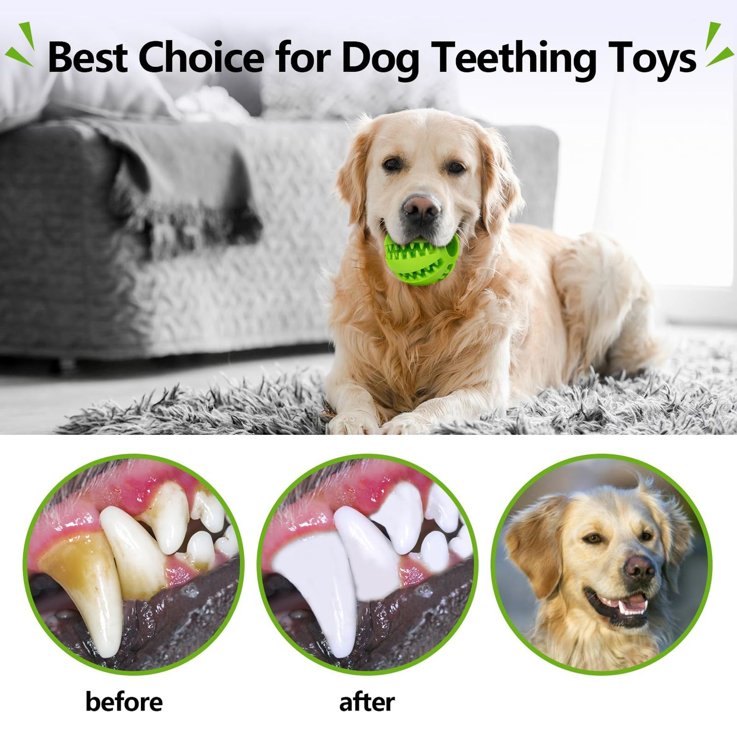 Bojafa Dog Chew Toys for Teething: 2pack Durable Rubber Puppy Toys Ball for Boredom - Treat-Dispensing Toys for Small Medium Breed Teething/Chewing/Brain-Stimulating Indoor