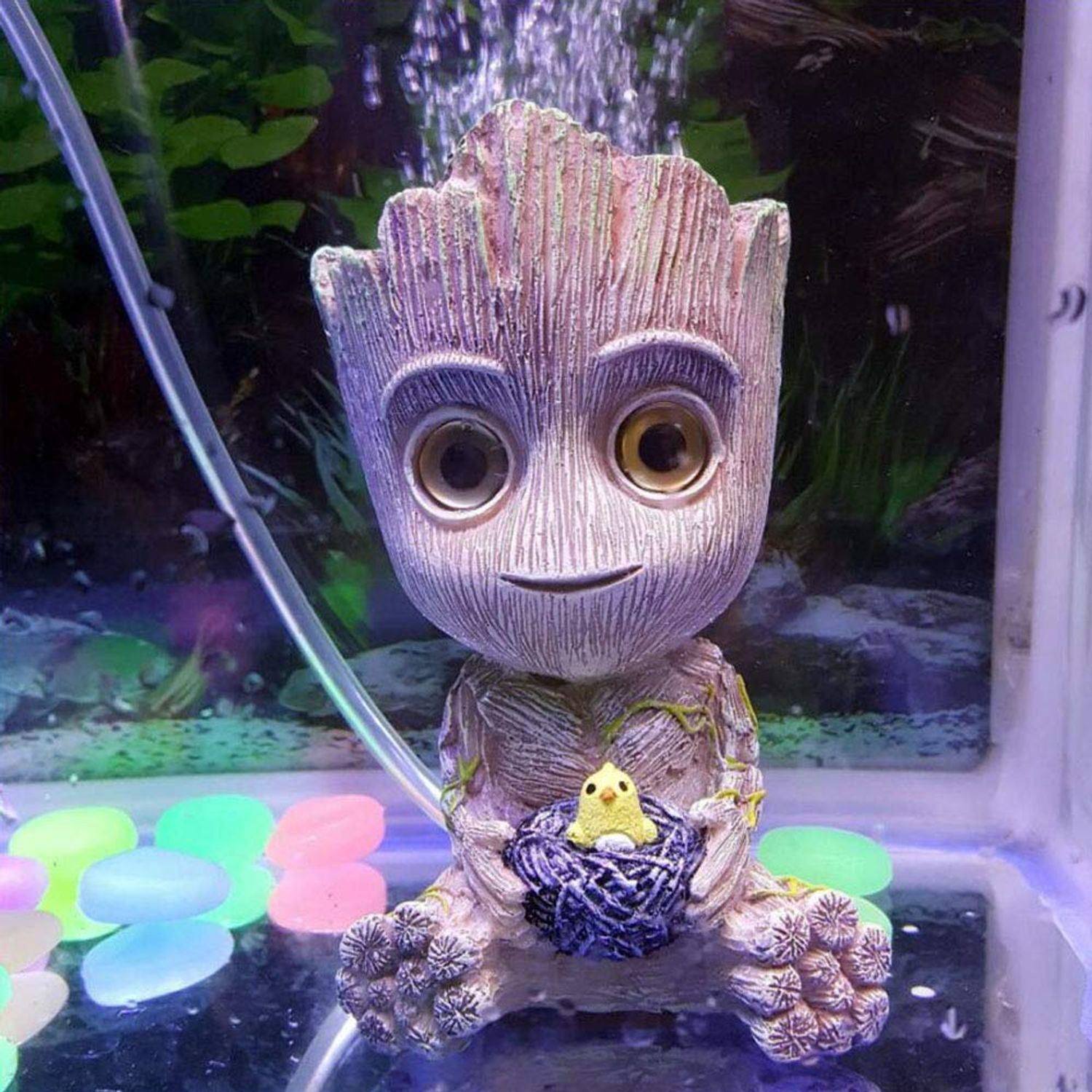SLOCME Aquarium Groot Air Bubbler Decorations - Oxygen Pump Resin Crafts for Aquarium Fish Tank Decor,with Air Bubbler Stone for Aquarium