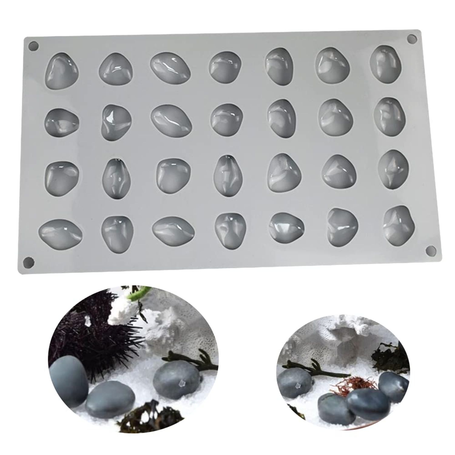 mostsom Silicone Molds Stone Shape, Non-Stick Food Grade Silicone Molds for Chocolate, Candy, Jelly, Ice Cube, Dog Treats, Cupcake Baking Mould (Stone M)