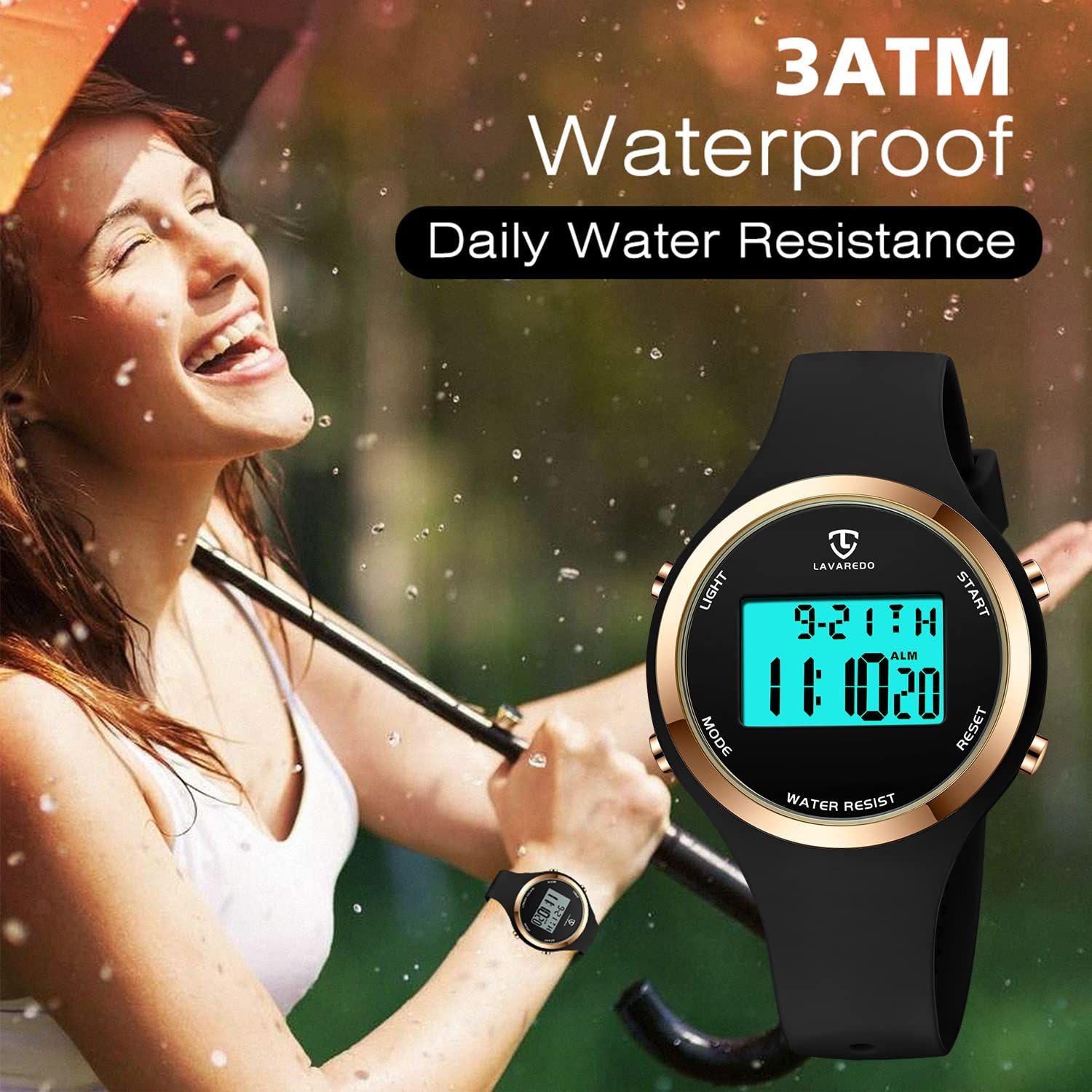 L LAVAREDO Watches for Women 3ATM Waterproof Outdoor Digital Sport Watches Stopwatch Wrist Watch with Alarm Clock, Gifts for Women/Girls