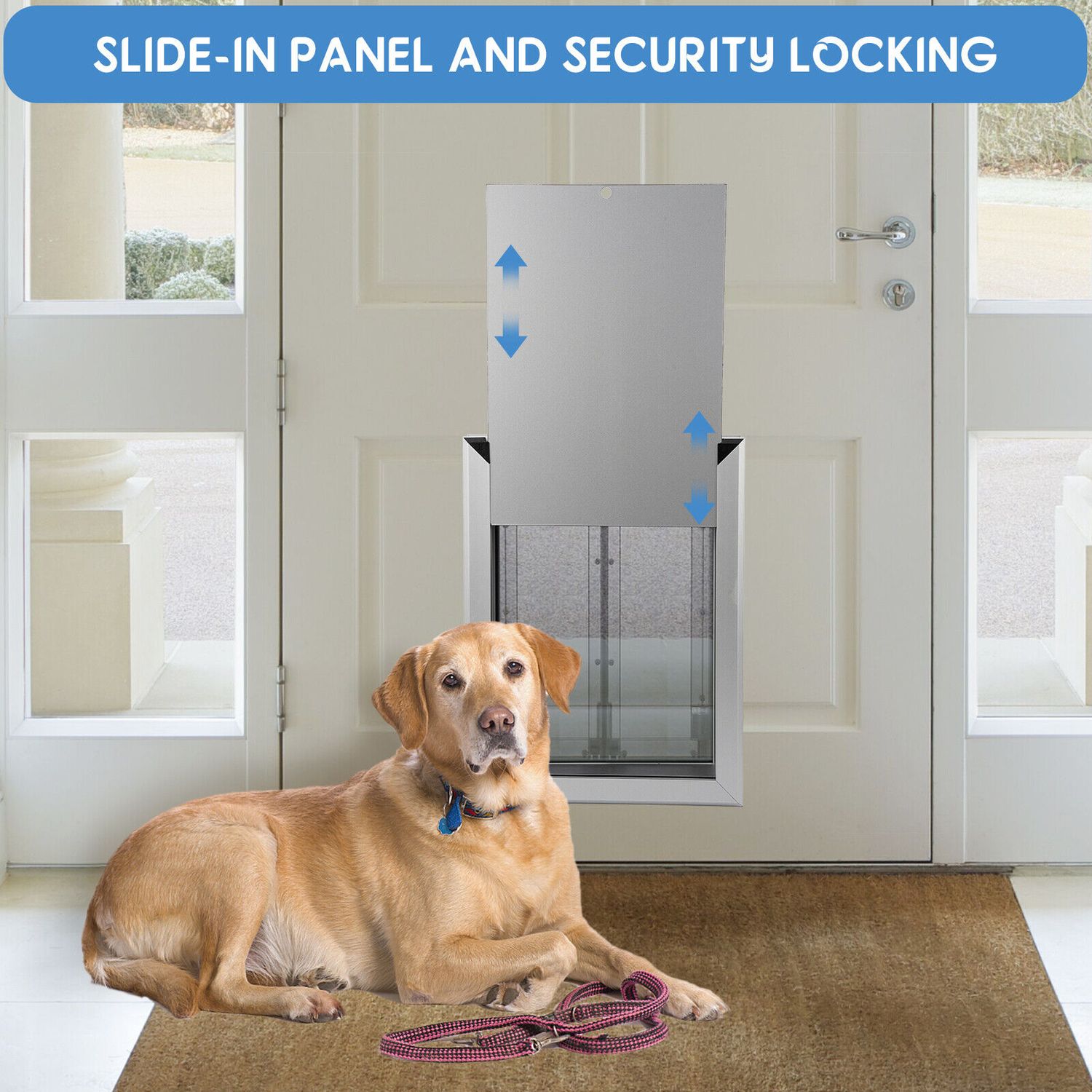 Extra Large Dog Door Aluminum Pet Door Double Panels Automatic Close 16''x21''