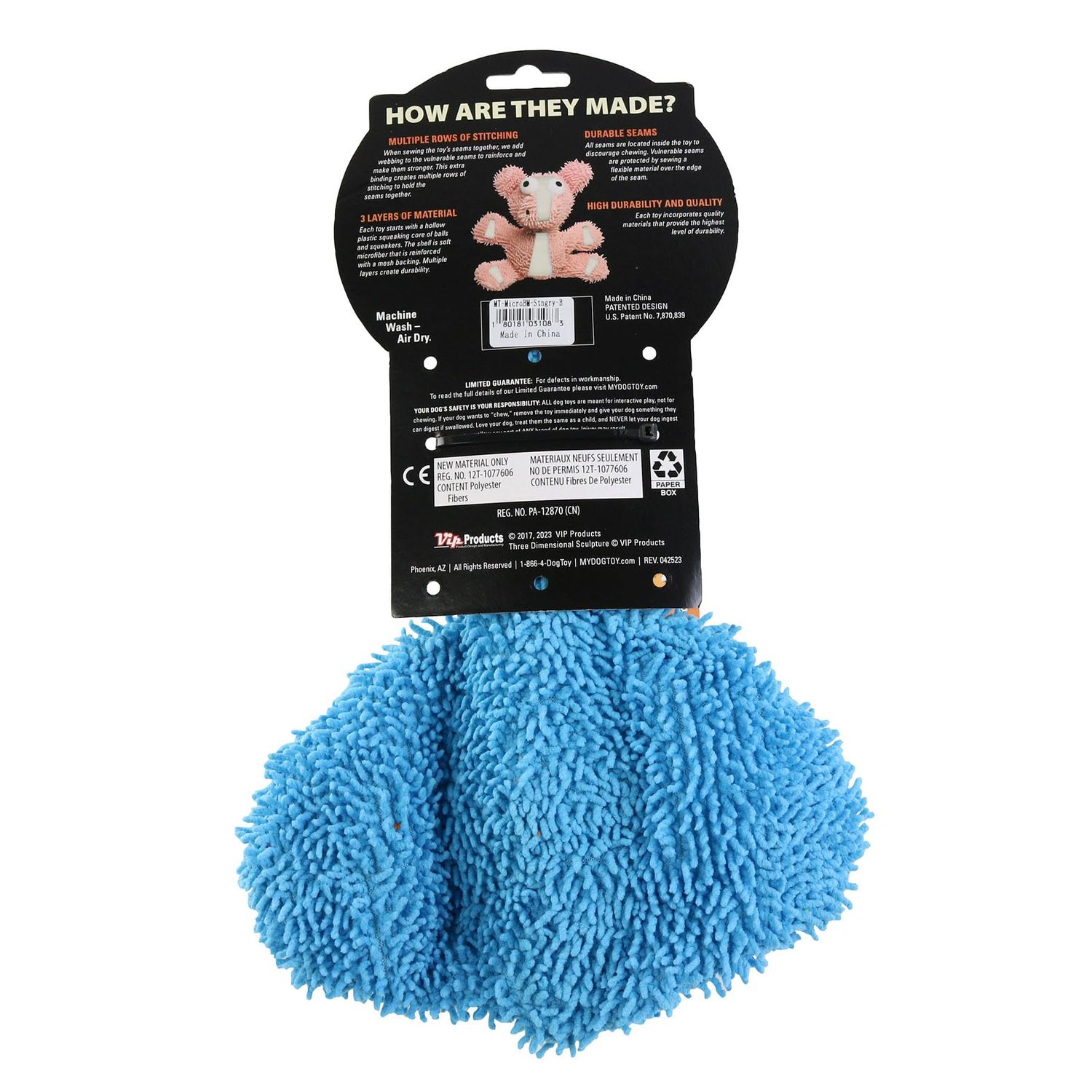 MIGHTY- Microfiber Ball- Medium- Stingray - Made with Squeaker Balls and Minimal Stuffing. Strong & Tough. Interactive Play. Dog Toy Machine Washable & It Floats