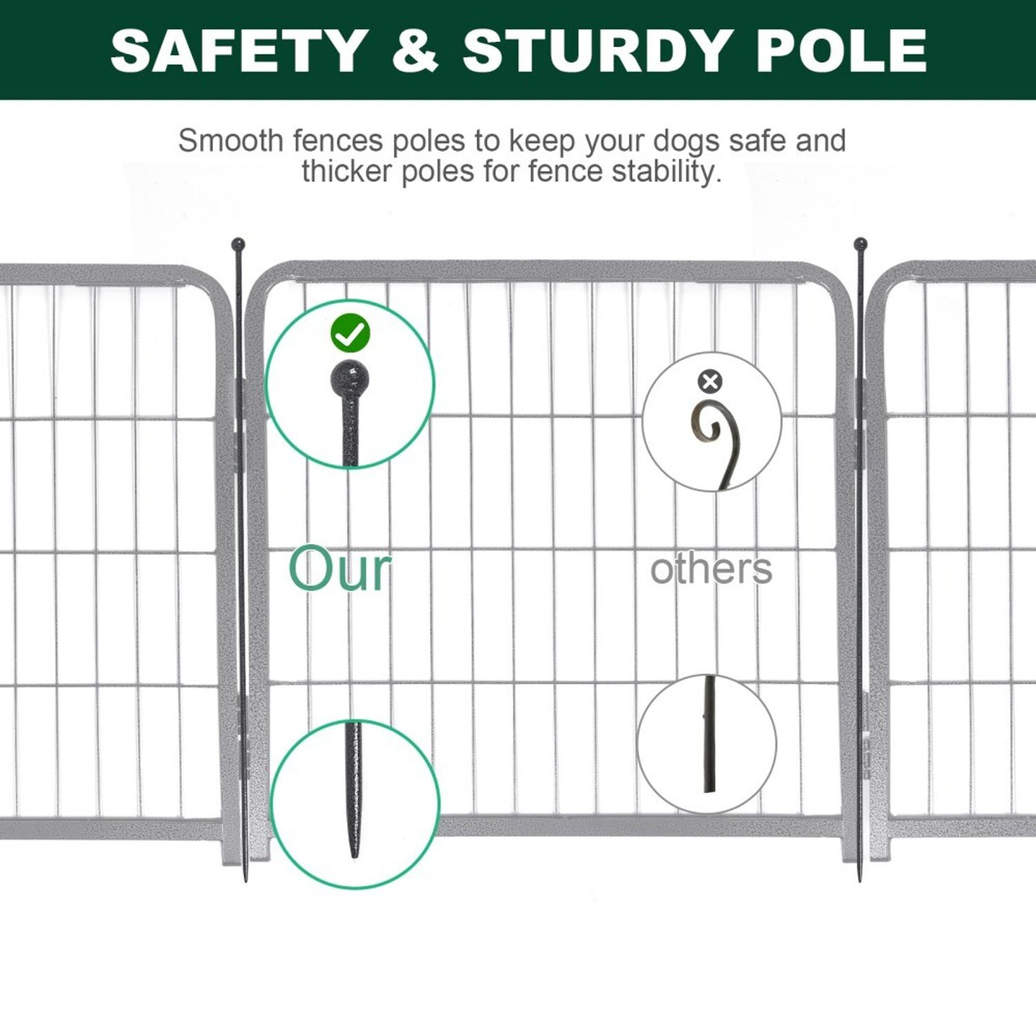 16 Panels Dog Playpen for Outdoor,yard,camping,24"Height Dog Fence with 2 Doors