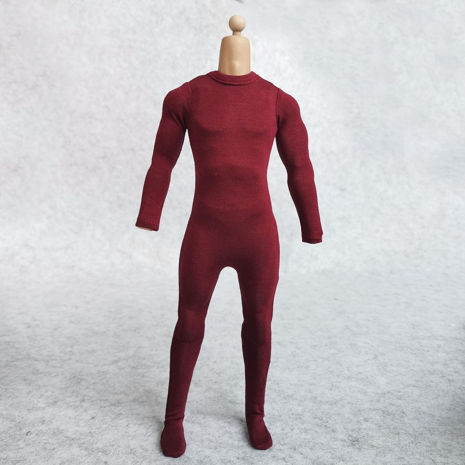 1/6 Scale Male Figure Clothes Long Sleeved Bodysuit Undercoat Jumpsuit Cloth for 12'' Action Figure Doll Clothes (Red)