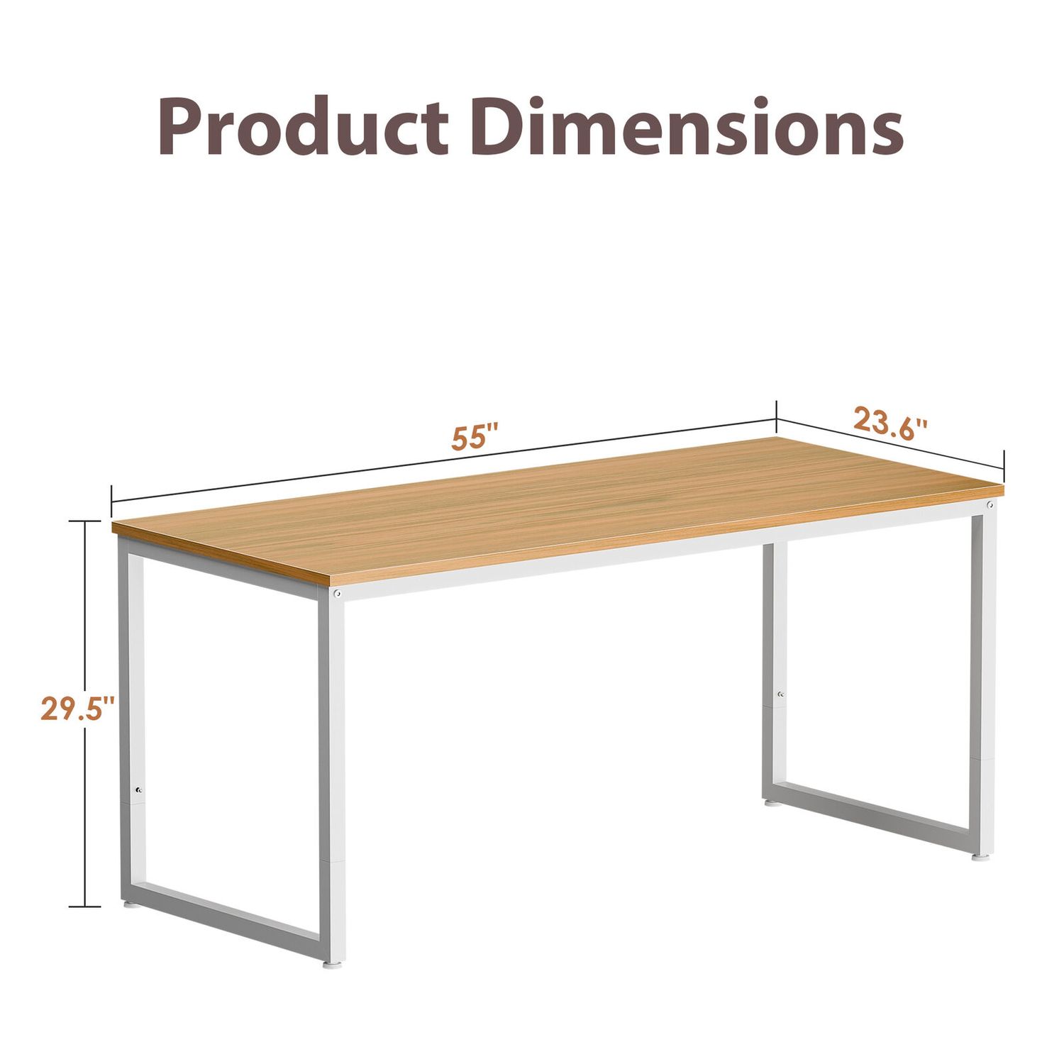 55" Modern Computer Desk Home Office Student Study Writing Workstation Natural
