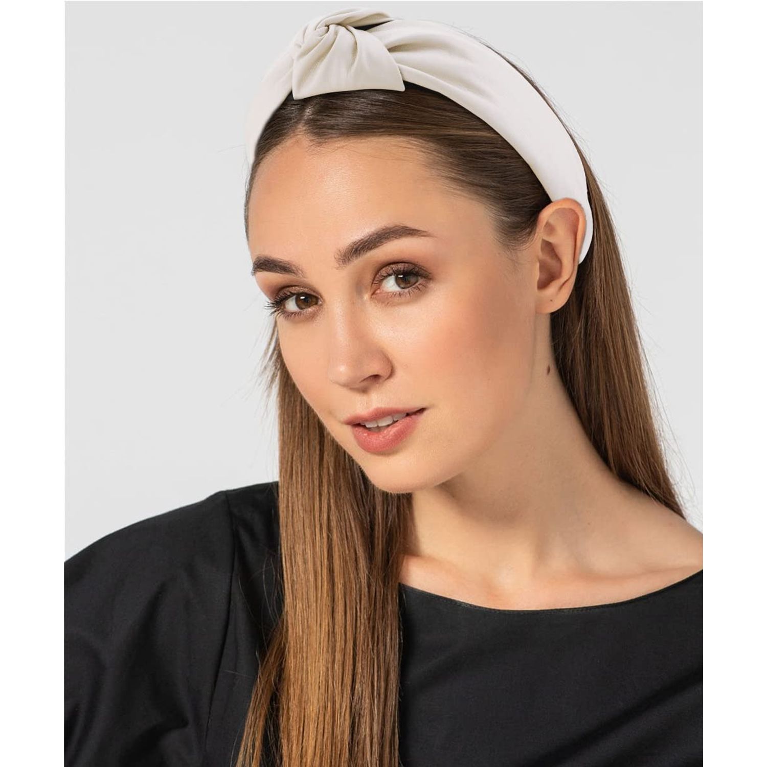 TOBATOBA Leather Headbands for Women, 4Pcs PU Leather Knotted Headband for Women, Top Knot Headband, Diademas Para Mujer De Moda, Neutral Cute Womens Fashion Headband, Hair Accessories for Women Girls