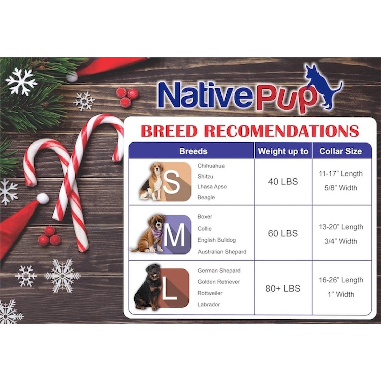 Native Pup Christmas Dog Collar (Medium, Santa & Reindeer)