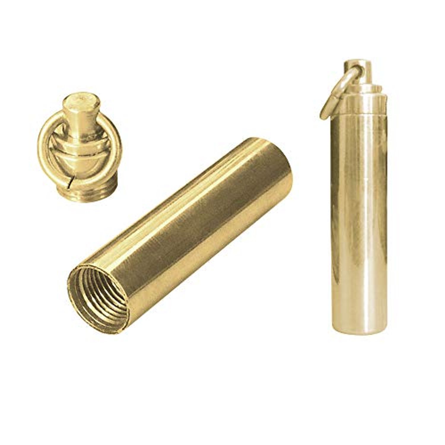 ayamaya Pill Case [2 Pack], Solid Brass Waterproof Pill Fob Holder with Key Ring Plus 3 Spare O-Ring Small Medicine Holder Container Box Portable EDC Tool for Keychain Outdoor Travel Survival