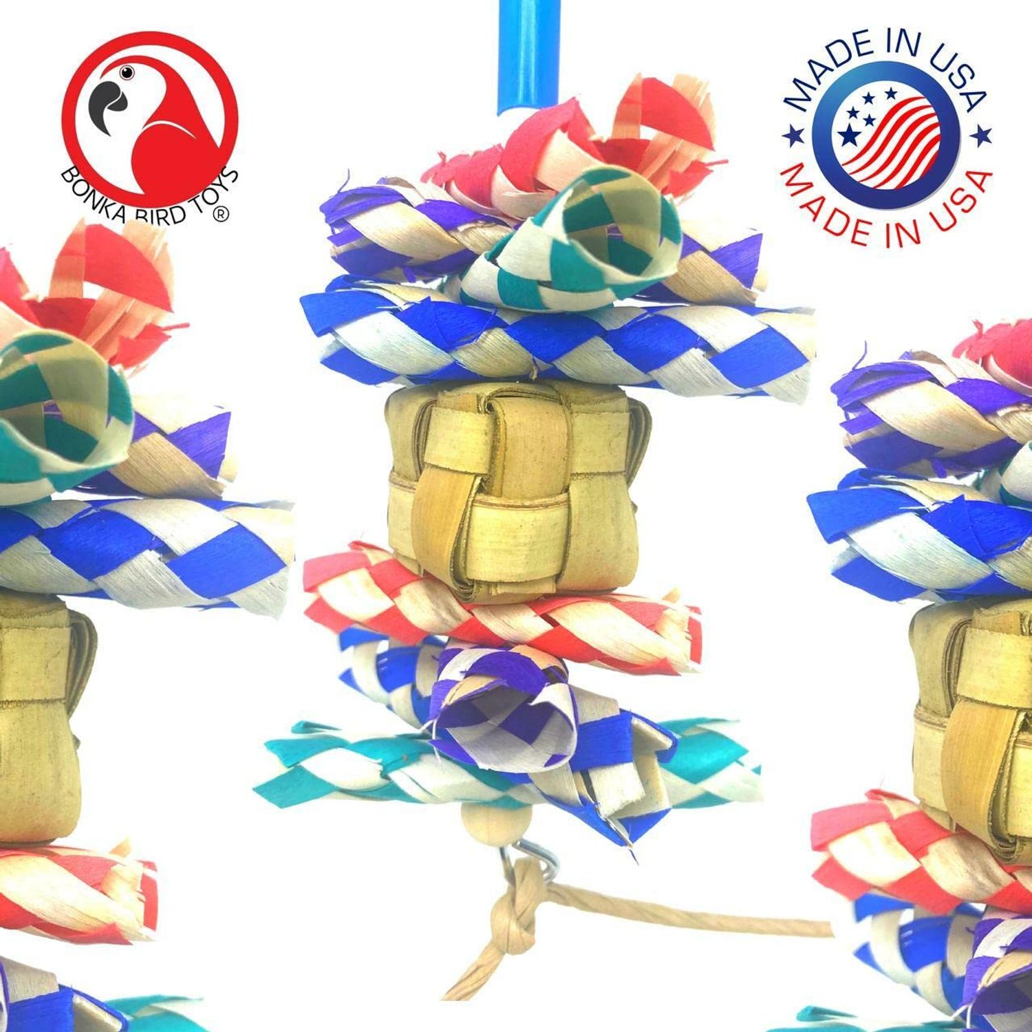 Bonka Bird Toys 3847 Boxy Cube Small Bird Toy Natural Palm Box Crunch Bamboo Treat Finger Traps Forage Chew Cockatiel Parakeet Conure African Grey Cage Pets.