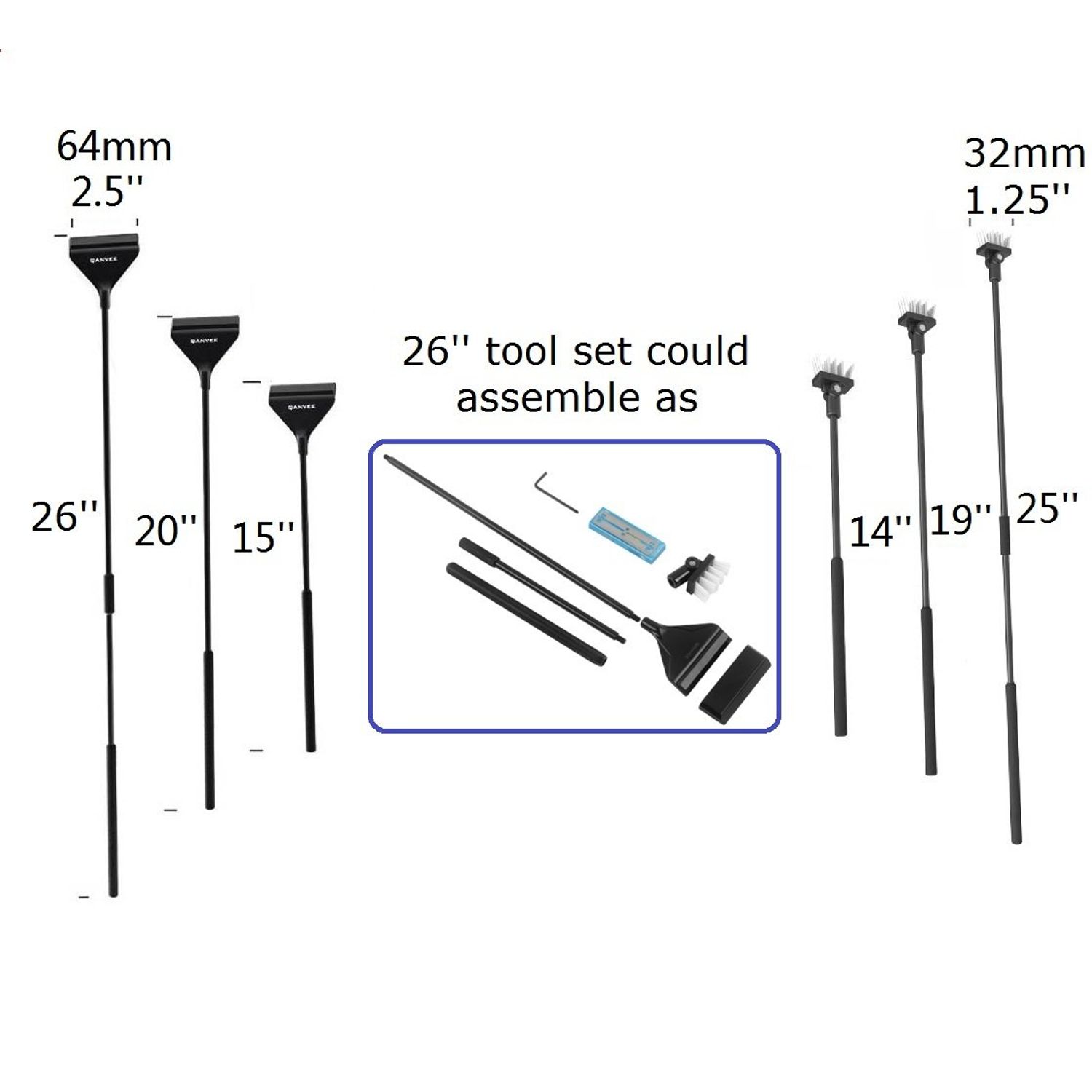 QANVEE Aquarium Algae Scraper Cleaner Brush with 10 Stainless Steel Blades for Fish Reef Plant Glass Tank 26 Inch