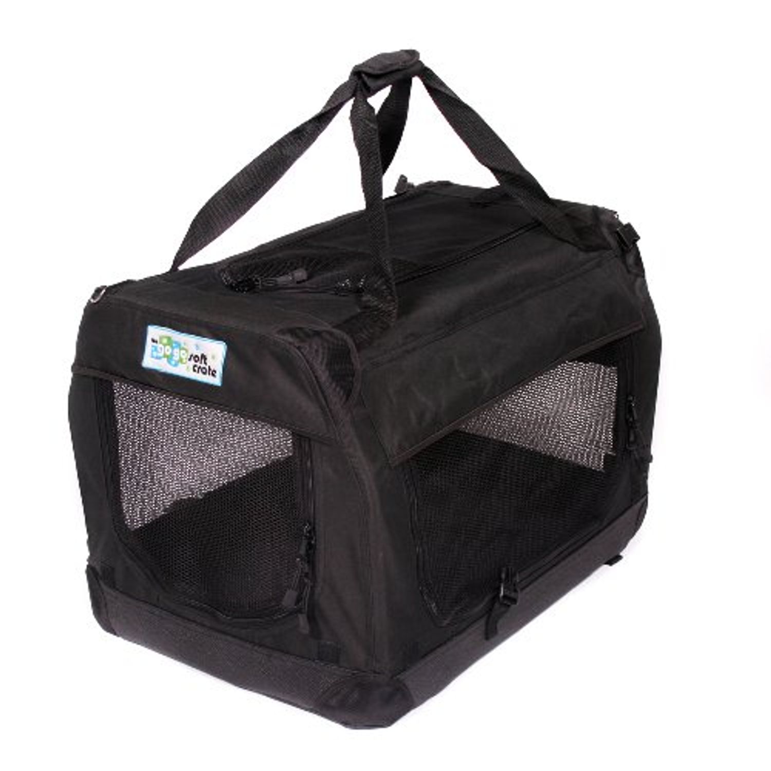GoGo Pet 3-Door Soft Dog Crate, Large 40" L x 27" W x 27" H Black