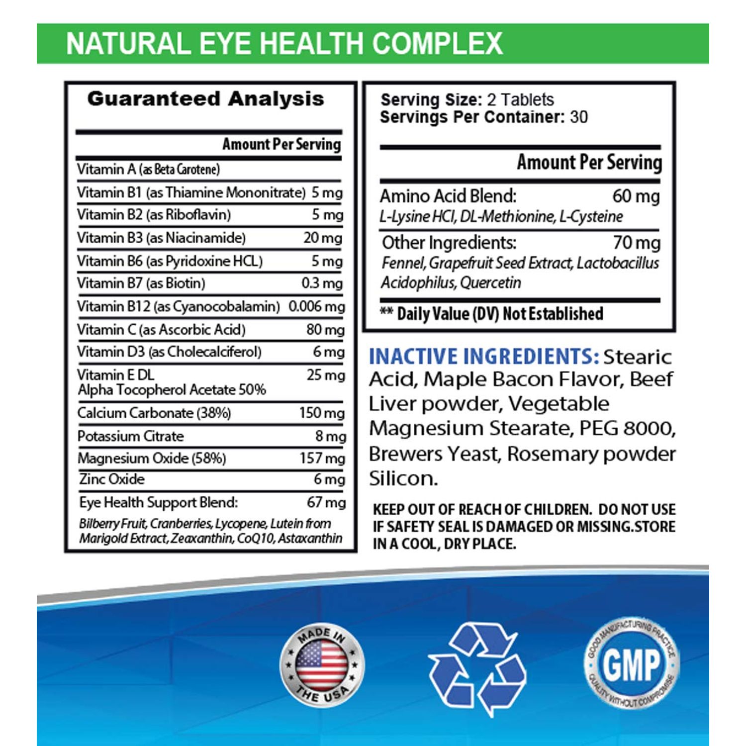 Dog Eye Vitamins Support Small Breed - Dog Eye Health Complex - Vision Support - Immune Booster - Natural Formula - ANTIOXIDANTS - Bilberry Extract for Dogs - 1 Bottle (60 Treats)