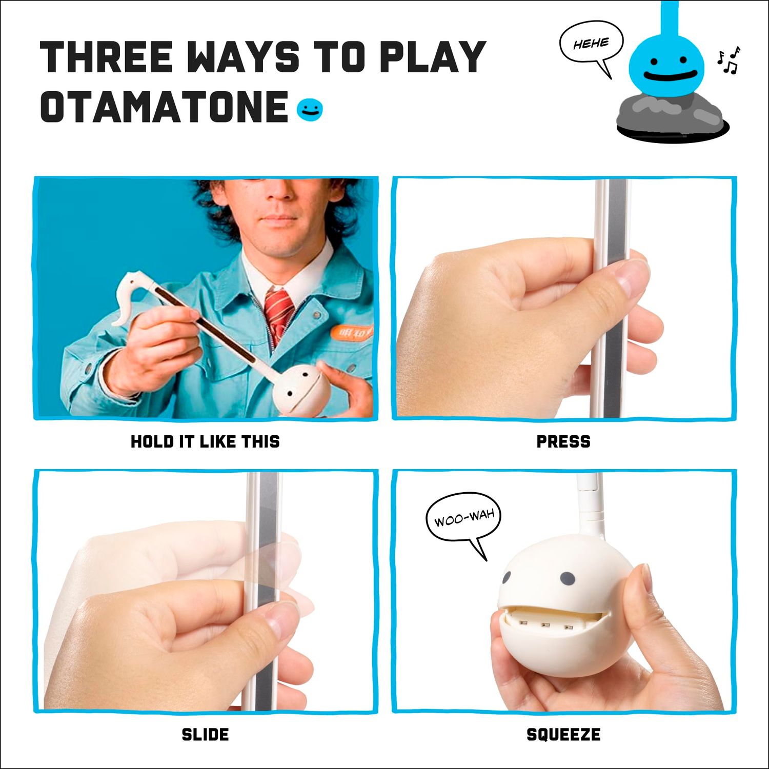 Otamatone Japanese Electronic Musical Instrument Portable Music Synthesizer from Japan by Maywa Denki Studio Award Winning, Educational Fun Gift for Children, Teens & Adults - White Set of 3