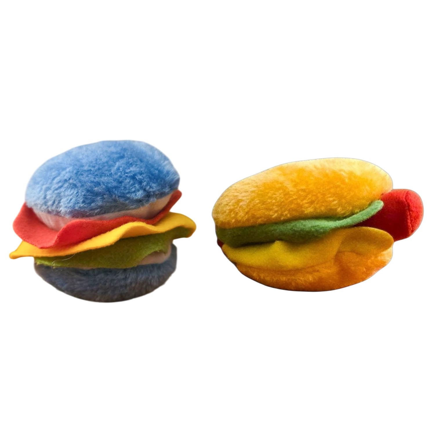 HEALTH & OUTDOORS Hot Dog and Hamburger Squeaker 2 Pack Combo Pack Chew Toy for Dogs, Funny Cute Plush Toy (Colors Vary)