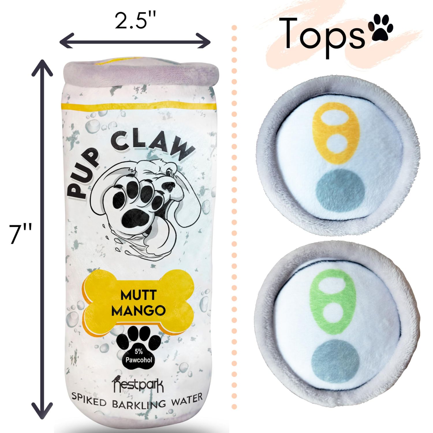 Nestpark Pup Claw Dog Toys - Funny Cute Plush Dog Toys with Squeaker - Parody (2 Pack) (Tropical Pack)