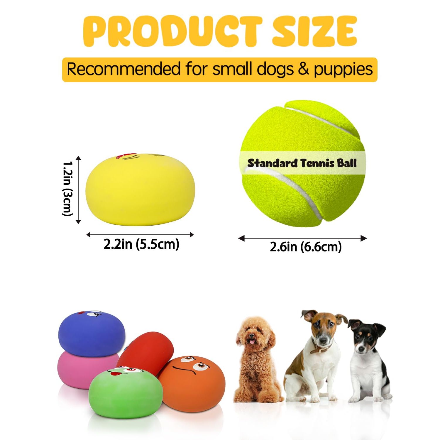 SCHITEC Squeaky Dog Toys, Funny Interactive Puppy Ball Toy, [6 Pack] Latex Rubber Squeak Pet Balls for Puppies Small Breed Dogs