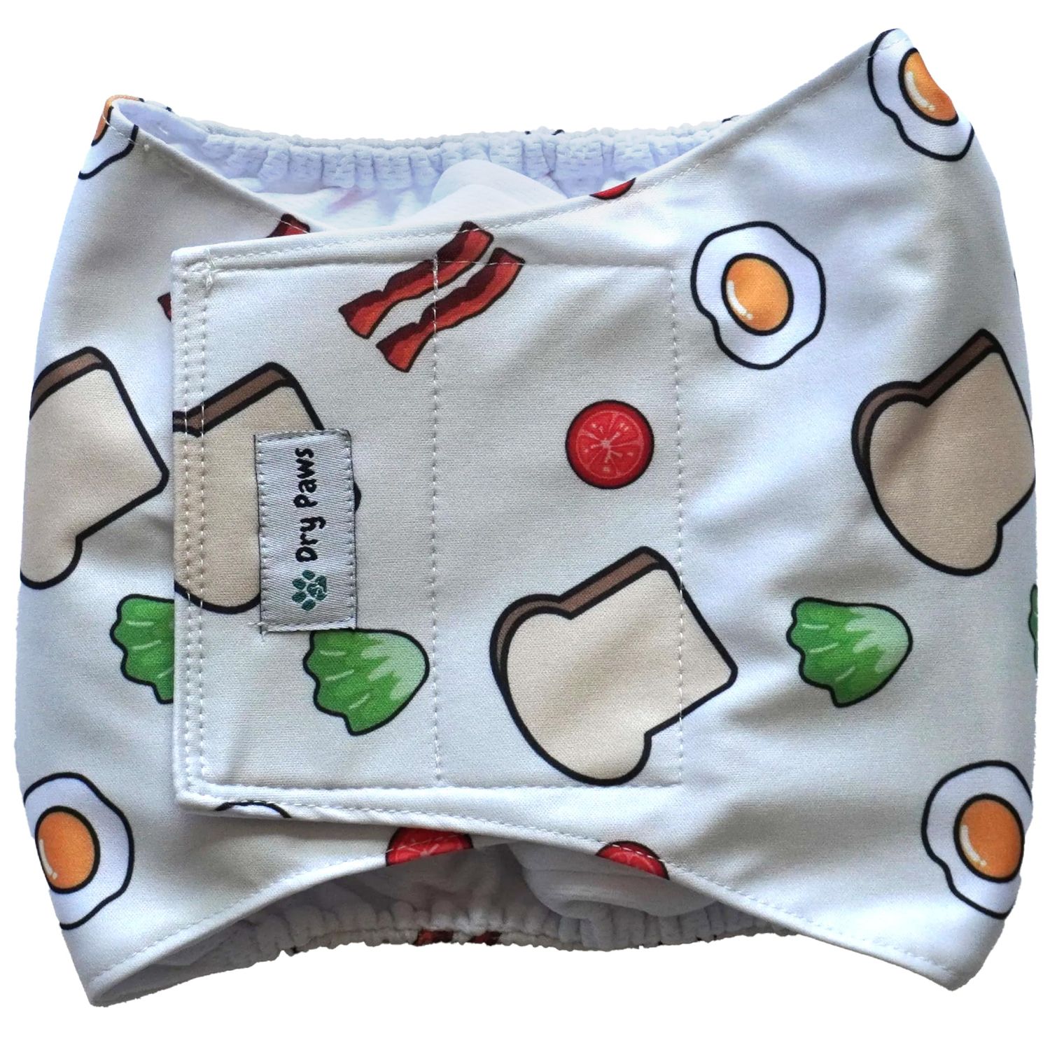 Dry Paws Doggie Diapers for Male Dogs - Pack of 2, Premium Quality, Leak Proof & Soft on Skin - Reusable Male Dog Diapers for Comfort & Potty Training - Extra Small with Breakfast Design