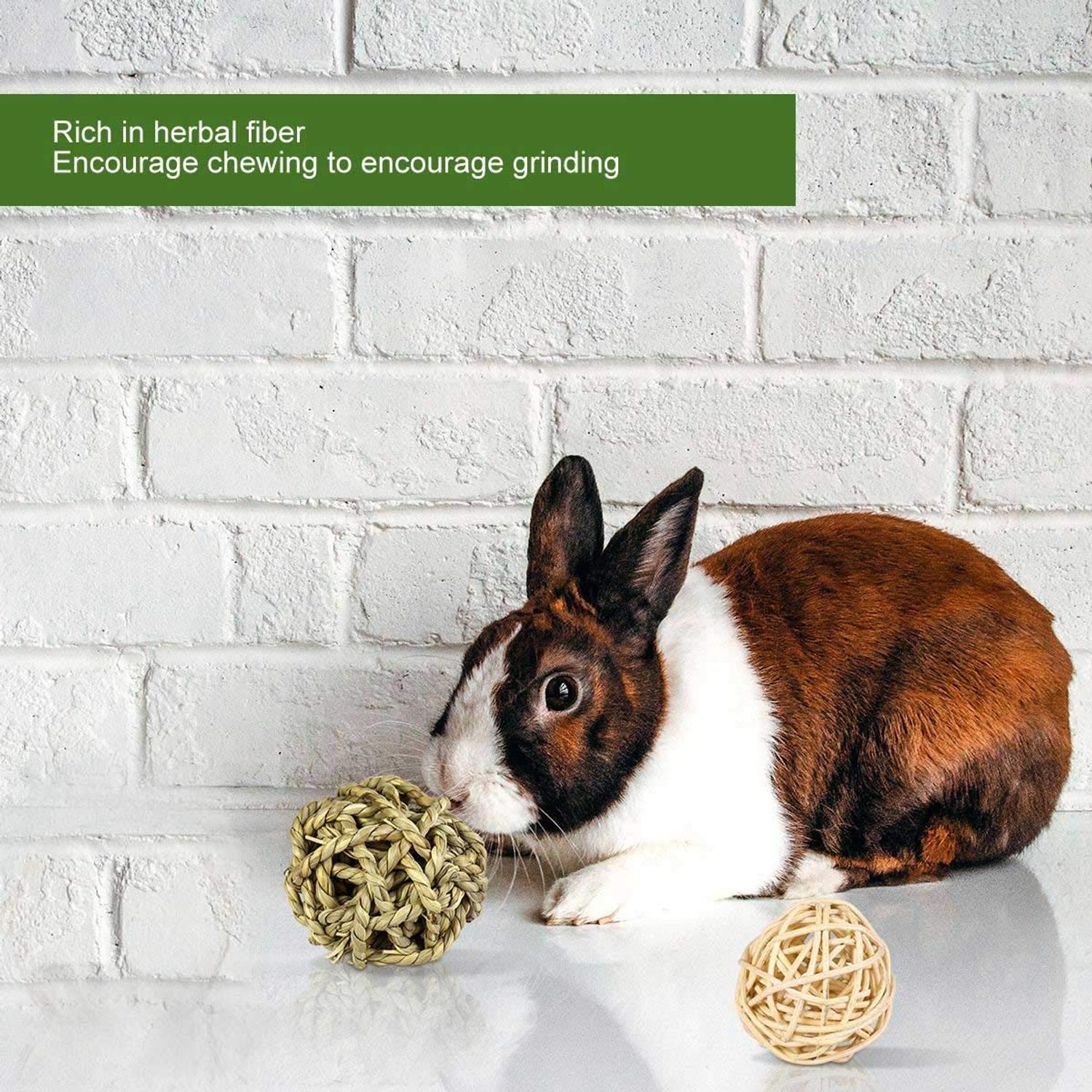 Rabbit Chew Toys, Pet Bunny Tooth Chew Toys Organic Natural Apple Wood Grass Cake Ideal for Bunny, Chinchilla, Guinea Pigs, Hamsters Teeth Grinding, Bird Exercise Molar (13PCS)