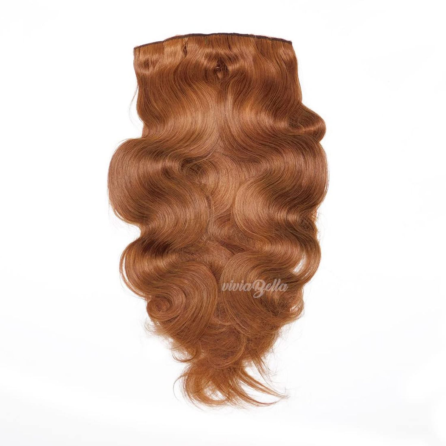 viviaBella Copper Red Body Wave Clip in Hair Extensions 18" Human Hair Brazilian Virgin Hair Double Weft 7 Pcs/lot 120g/set 16 Clips (120g 18", Copper Red)