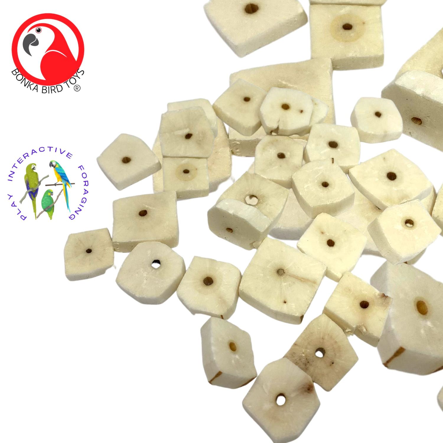 Bonka Bird Toys 3889 Pk24 Sola Squares Foot Talon Craft Part Natural Chew Cockatiel Parakeet Conure and Other Small Pets