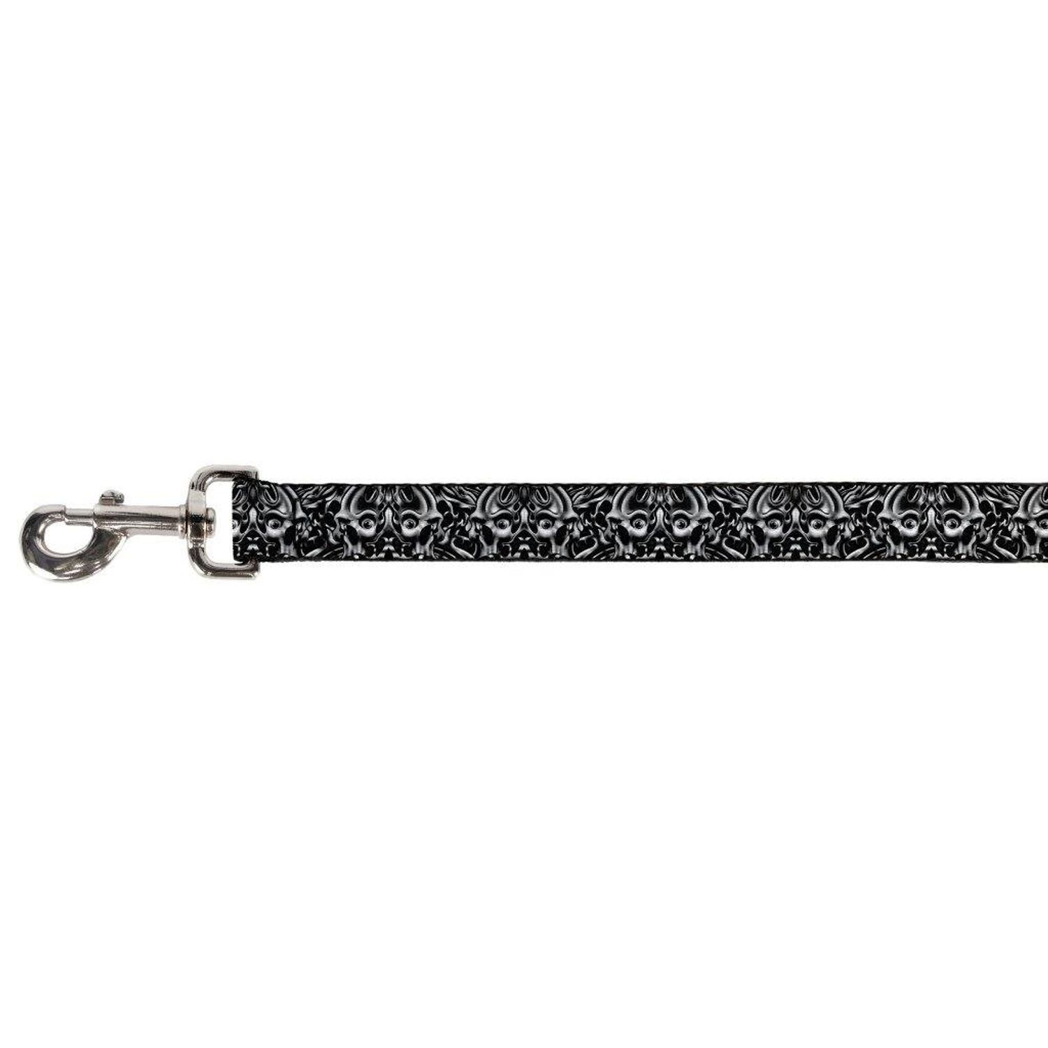 Buckle-Down Pet Leash - Sleeve Skulls Black/Gray - 4 Feet Long - 1.5" Wide