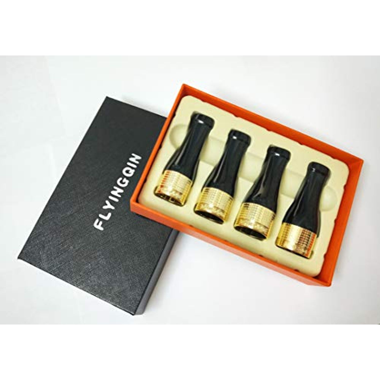 FLYINGQIN 4 Sizes Cigar Nozzle Holder Pure Copper Resin Sculpture Pattern Cigar Pipe Set Bright Silver Gold Vintage Silver (Gold)