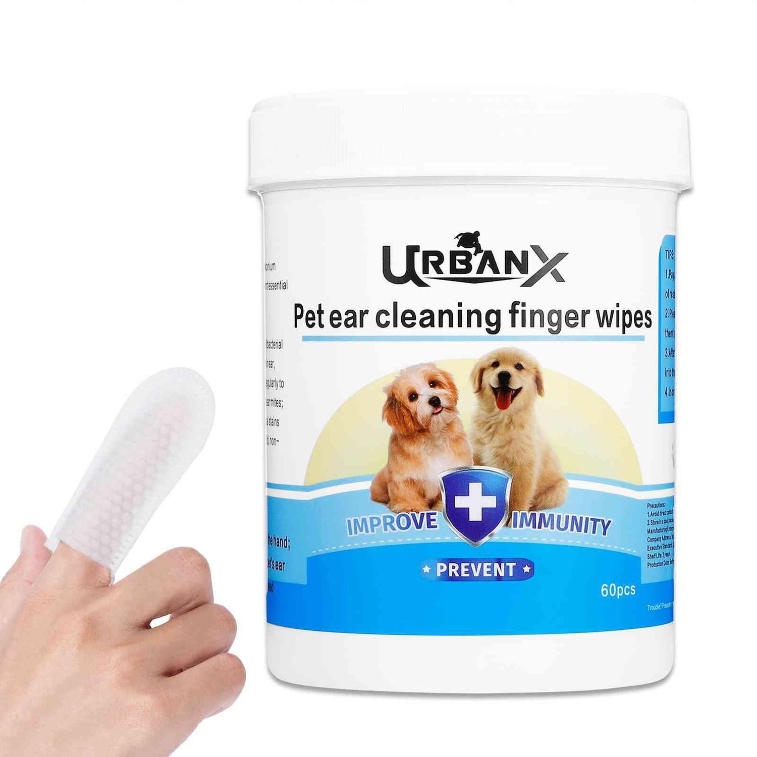 UrbanX PET Ear Finger Wipes for Irish Water Spaniel and Other Sporting Dogs Ear Cleaner, Ear Wipes for Dogs - Remove Ear Wax - Soothes & Deodorizes, Relieves Ear - 50 Count
