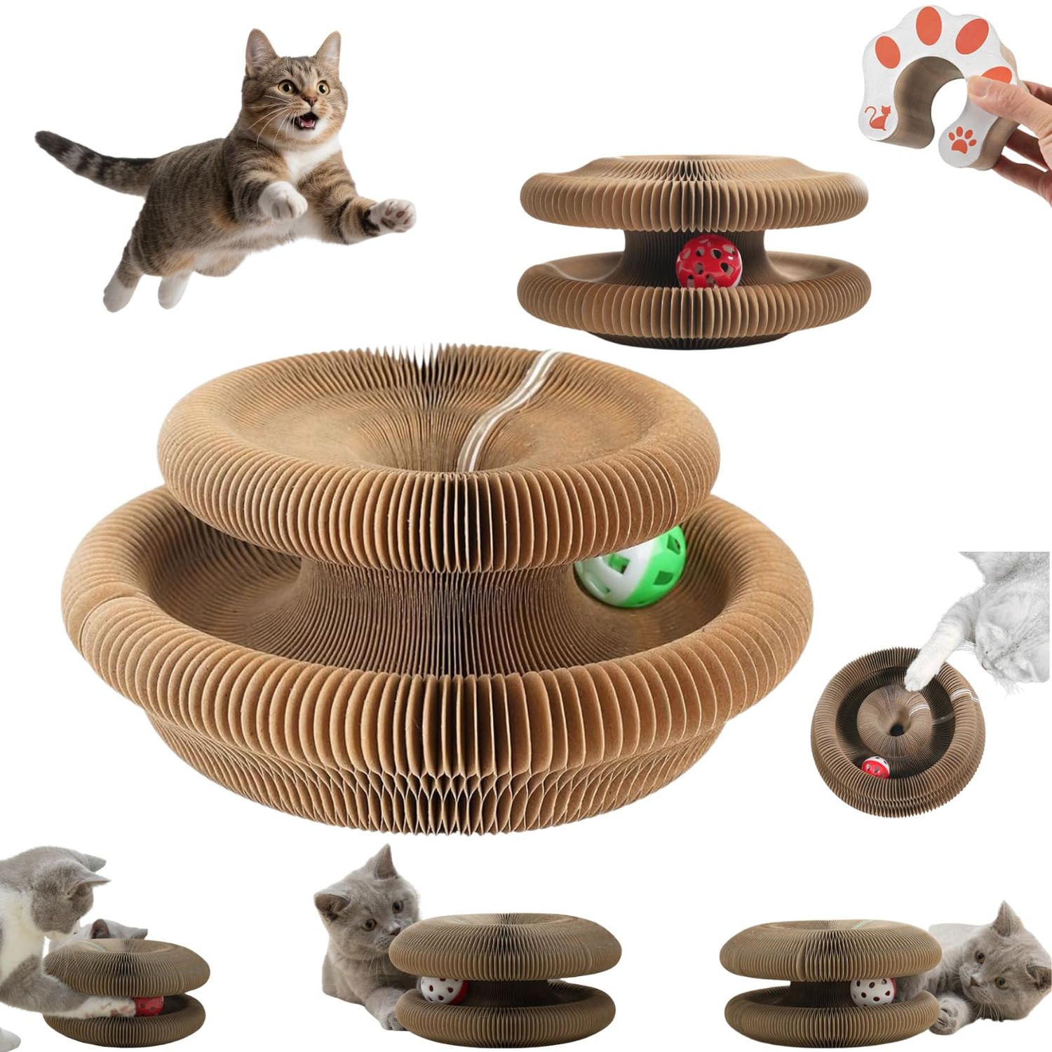 HUPIRCT Cat Scratching Board, Cardboard cat Toy with Bell, Interactive cat kurlz, Magic Organ cat Toy, Recyclable and Durable (XXL)