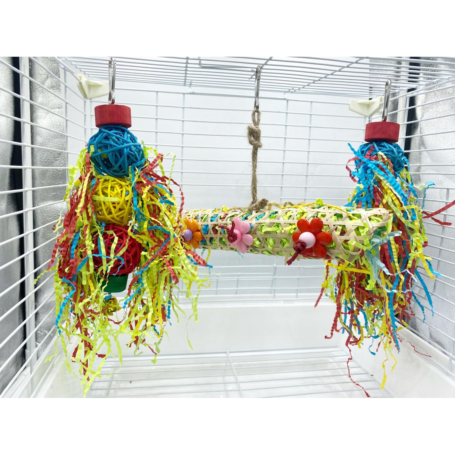 josaner-zz 3 PCS Bird Chewing Toys Foraging Shredder Toy Parrot Cage Bird Loofah Hanging Toyfor Small Medium Parrots, Conures, Cockatiel, Budgies, Lovebird Parrotlet, and Bird Cage Accessorie