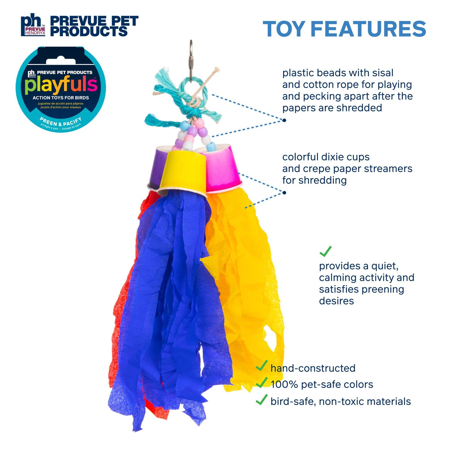 Prevue Pet Products Preen & Pacify Rocket Tails Bird Toy 62676