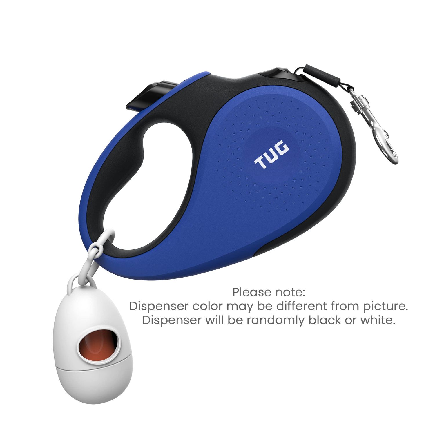 TUG 360° Tangle-Free Retractable Dog Leash with Waste Bag Dispenser (Medium, Blue)