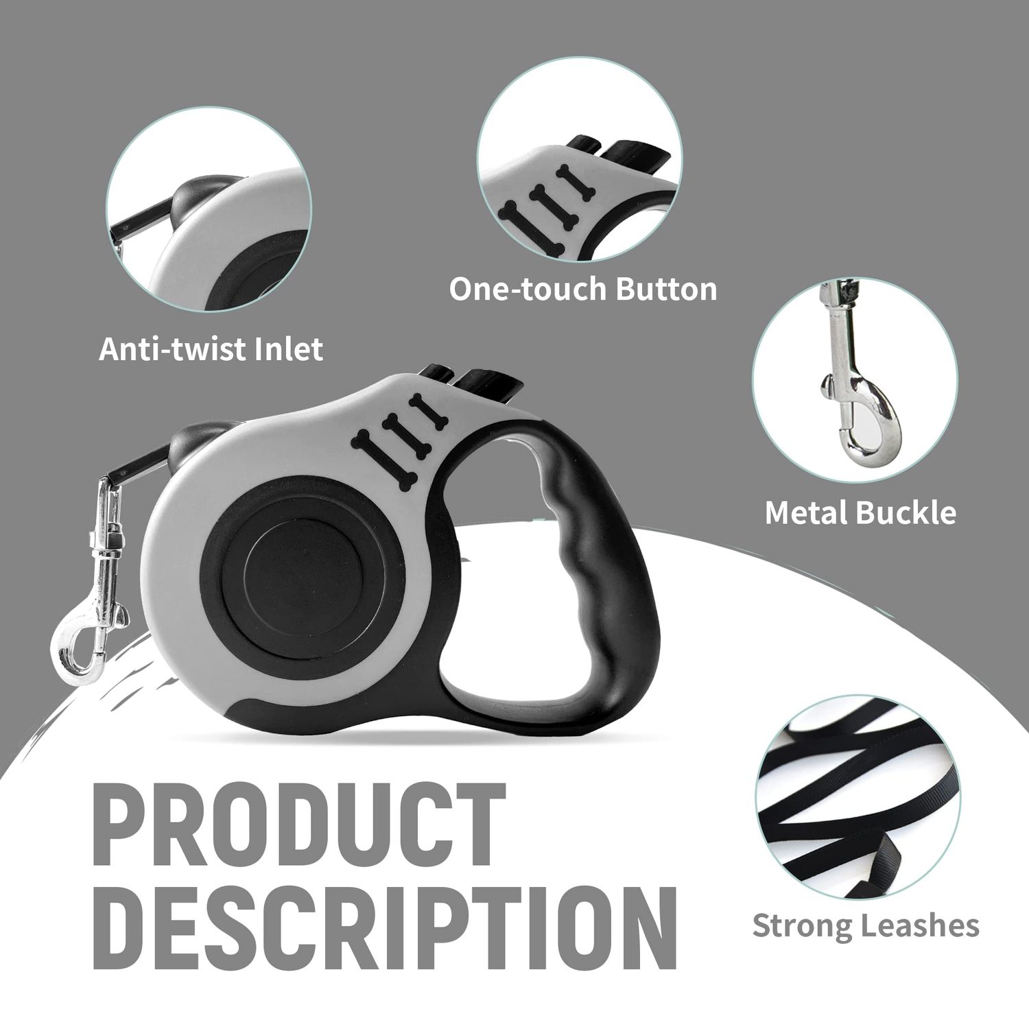 LIEVUIKEN Retractable Dog Leash Automatic Telescopic Tractor Dog Tape, Pet Tape 10/16 FT Durable and Convenient, with Folding Bowl, Dispenser, Rubbish Bags, Suitable for Small and Medium Dogs