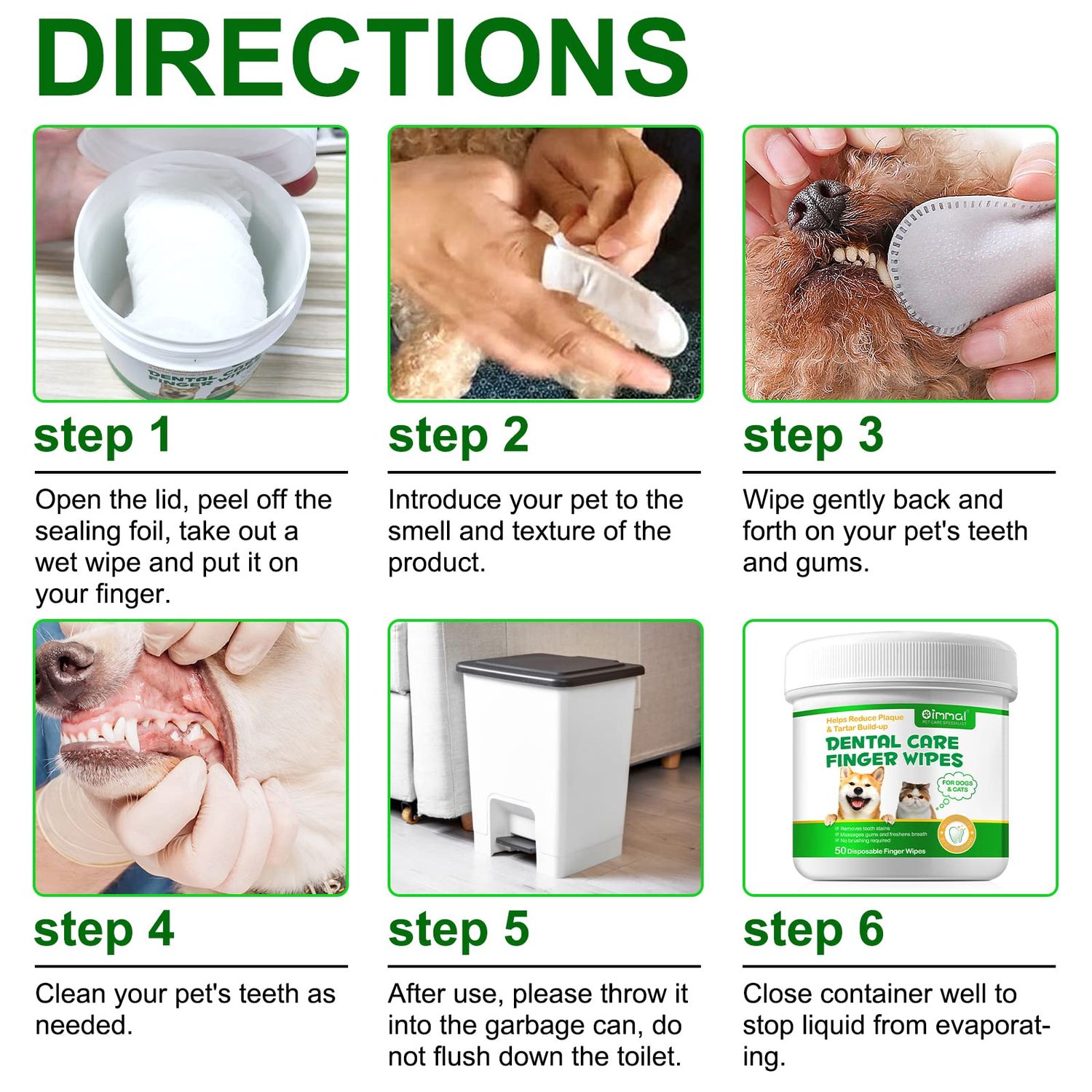RTBYUE Teeth Cleaning Wipes for Dogs & Cats, Reduces Plaque & Freshens Breath Finger Wipes, Disposable Gentle Cleaning & Gum Care Pet Wipes (50PCS-Finger Cots)