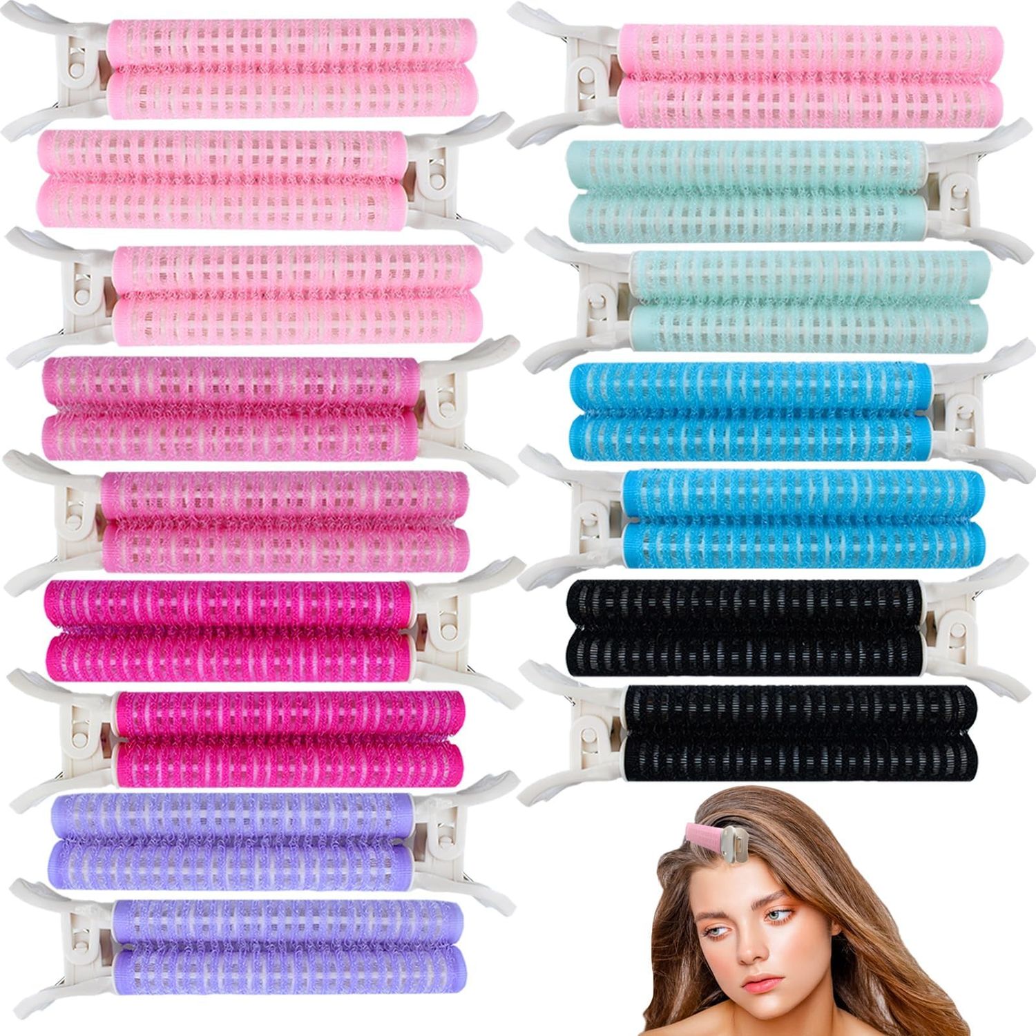 SHEHARUHI 16PCS Volume Hair Clip,Velcro Clips for Hairhair Roller ClipsRoot Clips for Hair Fluffy Hair Clips Instant Hair Volumizing Clips for Women(Colorful)