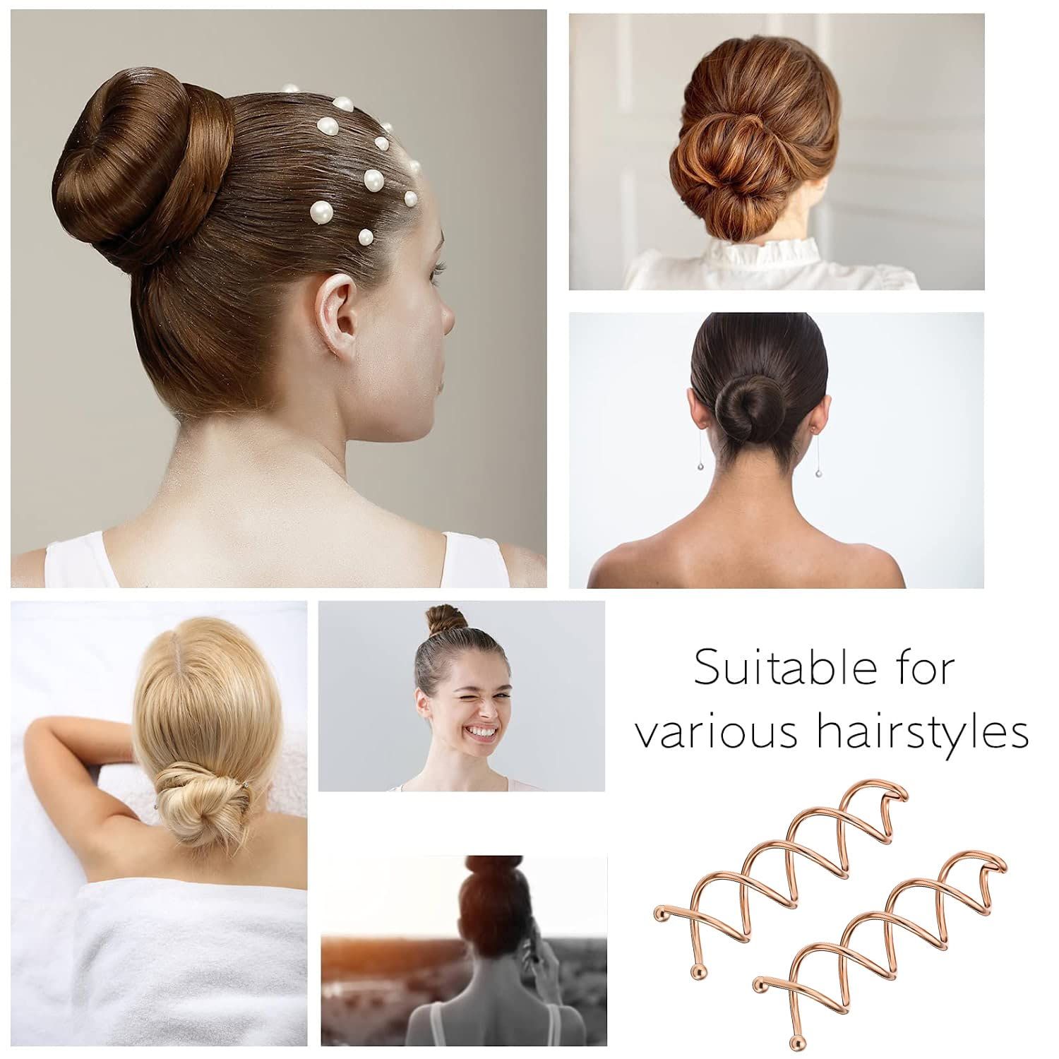 Spiral Bobby Pins 10 Pack Spin Pins, Spiral Hair Clip Spin Clip Bun Stick Pick for DIY Hair Style, Messy Bun Tool, Perfect Small Bun Bobbypins Bobbie Fashion (Rose Gold)