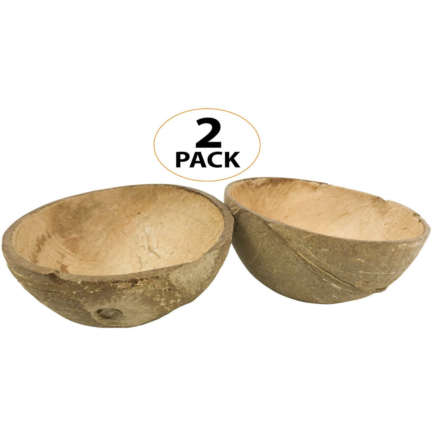 2055 Pk2 Coconut Cup Flat Base Bird Parrot Seed Water Bowl Toy Craft Toys Pet