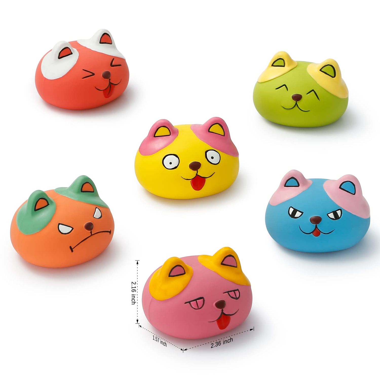 HDSX Squeaky Dog Toys Funny Animal Dog Balls for Puppy Mini Small Pet Dogs 6 Pcs/Set (Cat)