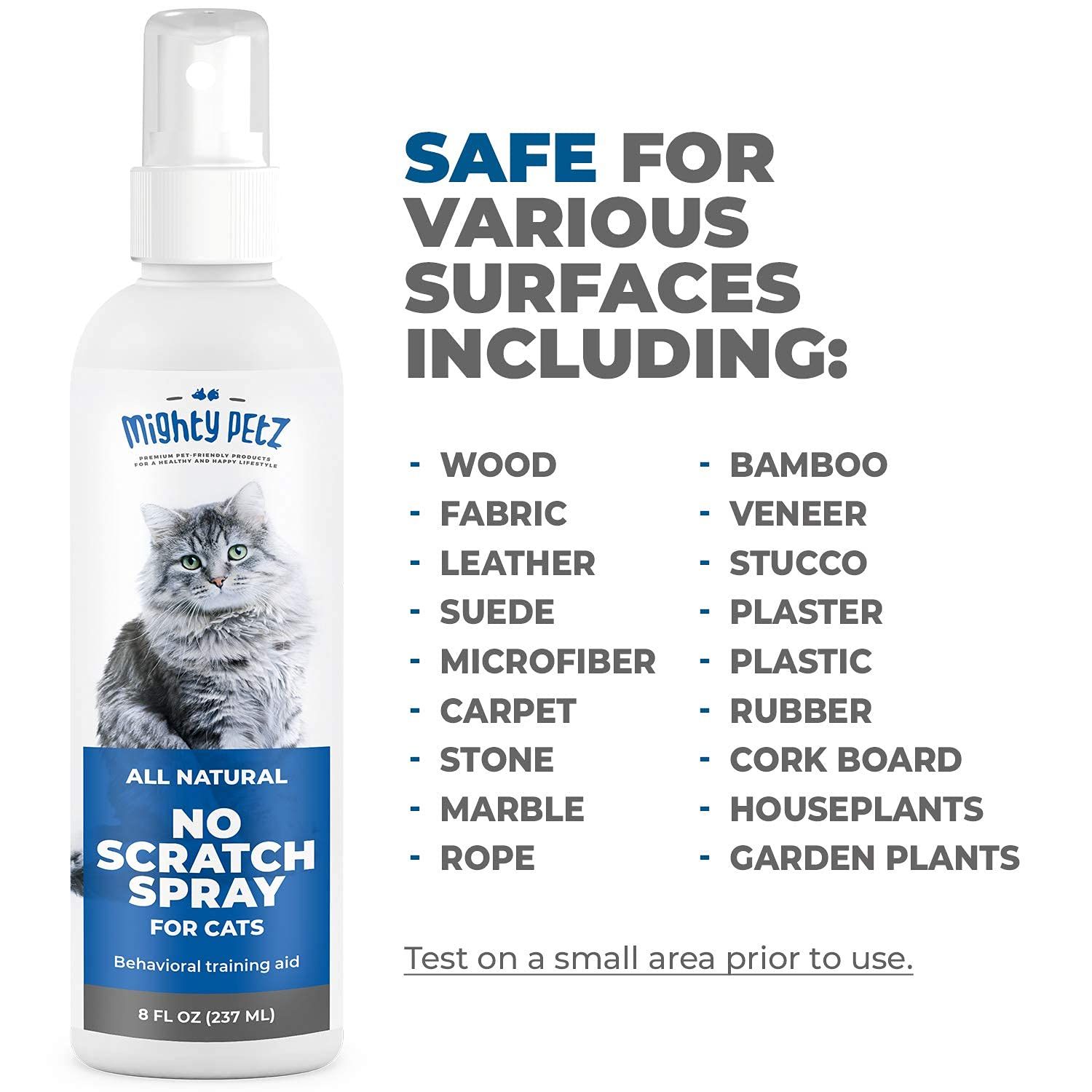 Mighty Petz Cat Deterrent Spray - Cat Indoor Repellent for Furniture, Plants, Couch Protector. Safe, Non-Toxic Anti Scratch Spray Made with Natural Ingredients: Vanilla Cinnamon, 8 oz