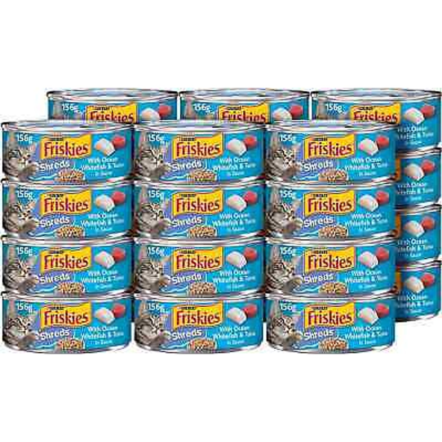 Purina Friskies Wet Cat Food, Shreds with Ocean Whitefish & Tuna - 5.5 Oz. Cans