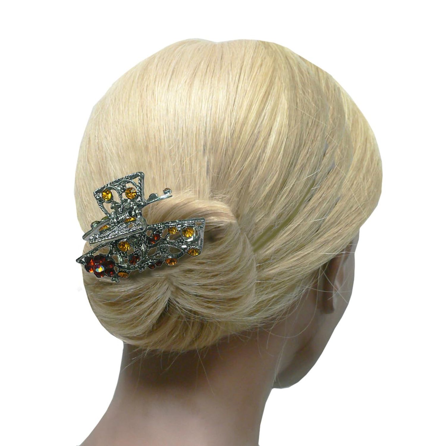Set of 3 JCGY Crystal Metal Jaw Clip Hair Claws Distinctive Square Clip Design for Women Girls Updo Hair Styling-0354PurpleBrownCrystal