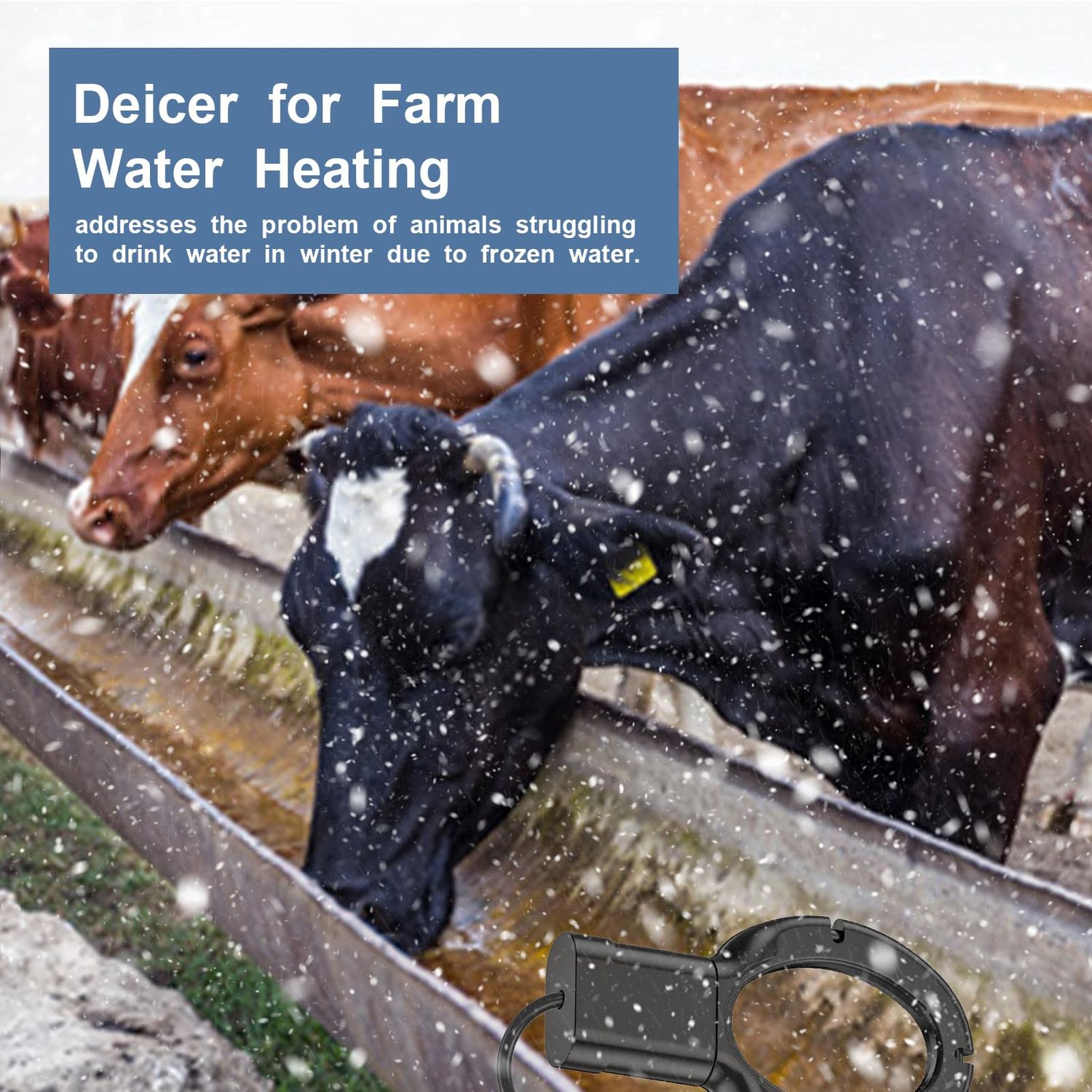 KNEOYR 250W De-icer Submergible Bird Bath Heater Aluminum Cast for Livestock Poultry Horses, Cows, Birds, Wildlife Drinking Indoor Outdoors in Winter with 10 Foot Cord Birdbath Water Heater