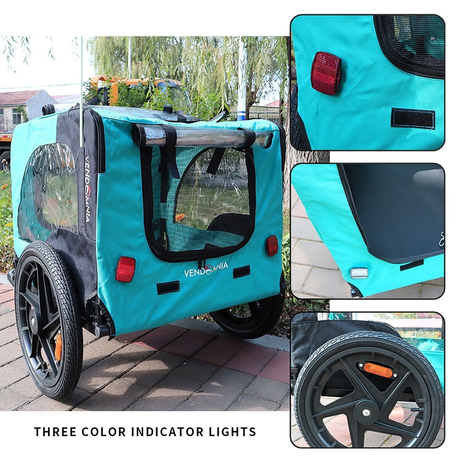 Light Blue Foldable Pet Jogging Stroller Dog Carriers Bicycle Trailer